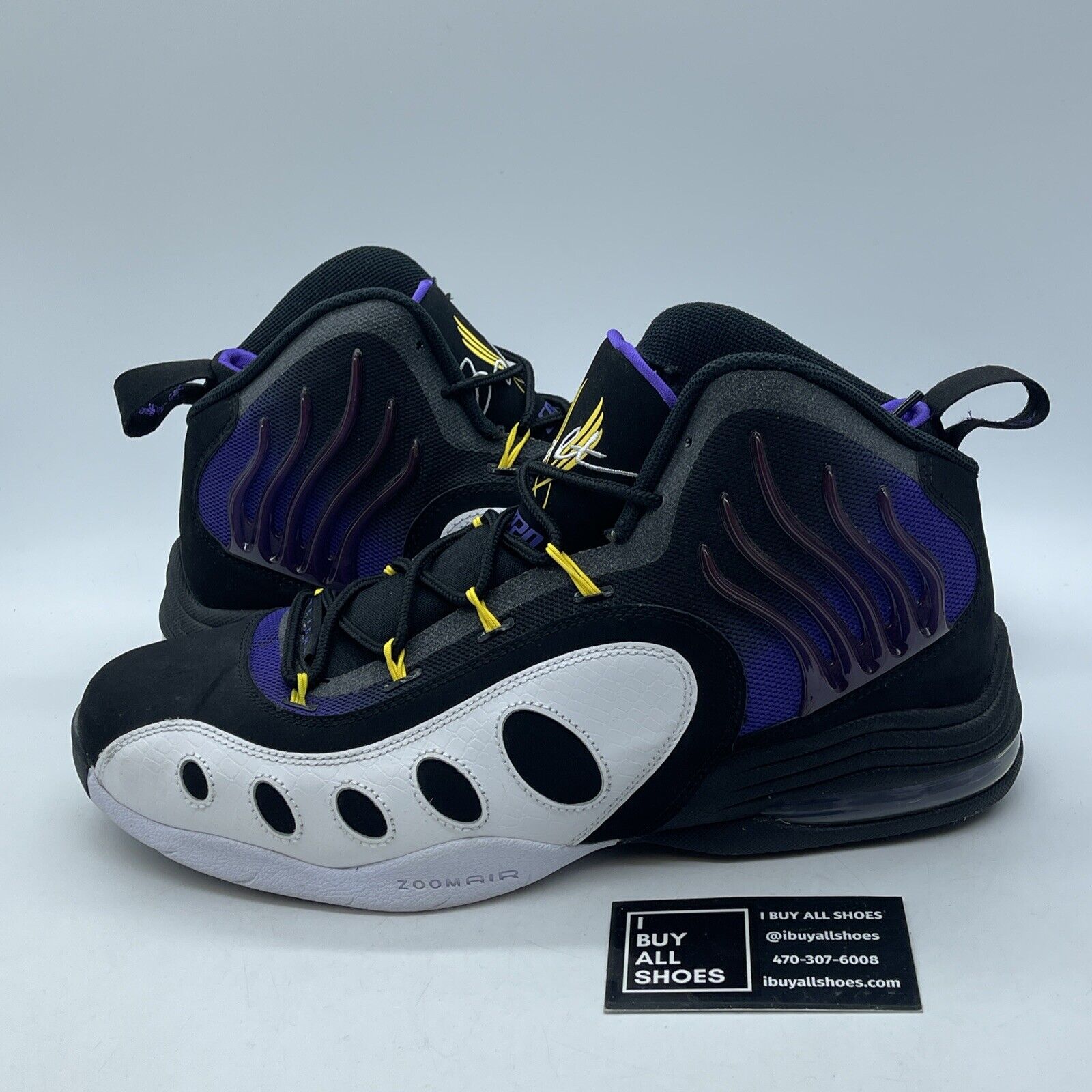 Size 12 - Nike Sonic Flight Black Purple Venom White Suede Leather (641333-001)