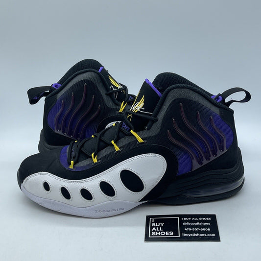 Size 12 - Nike Sonic Flight Black Purple Venom White Suede Leather (641333-001)
