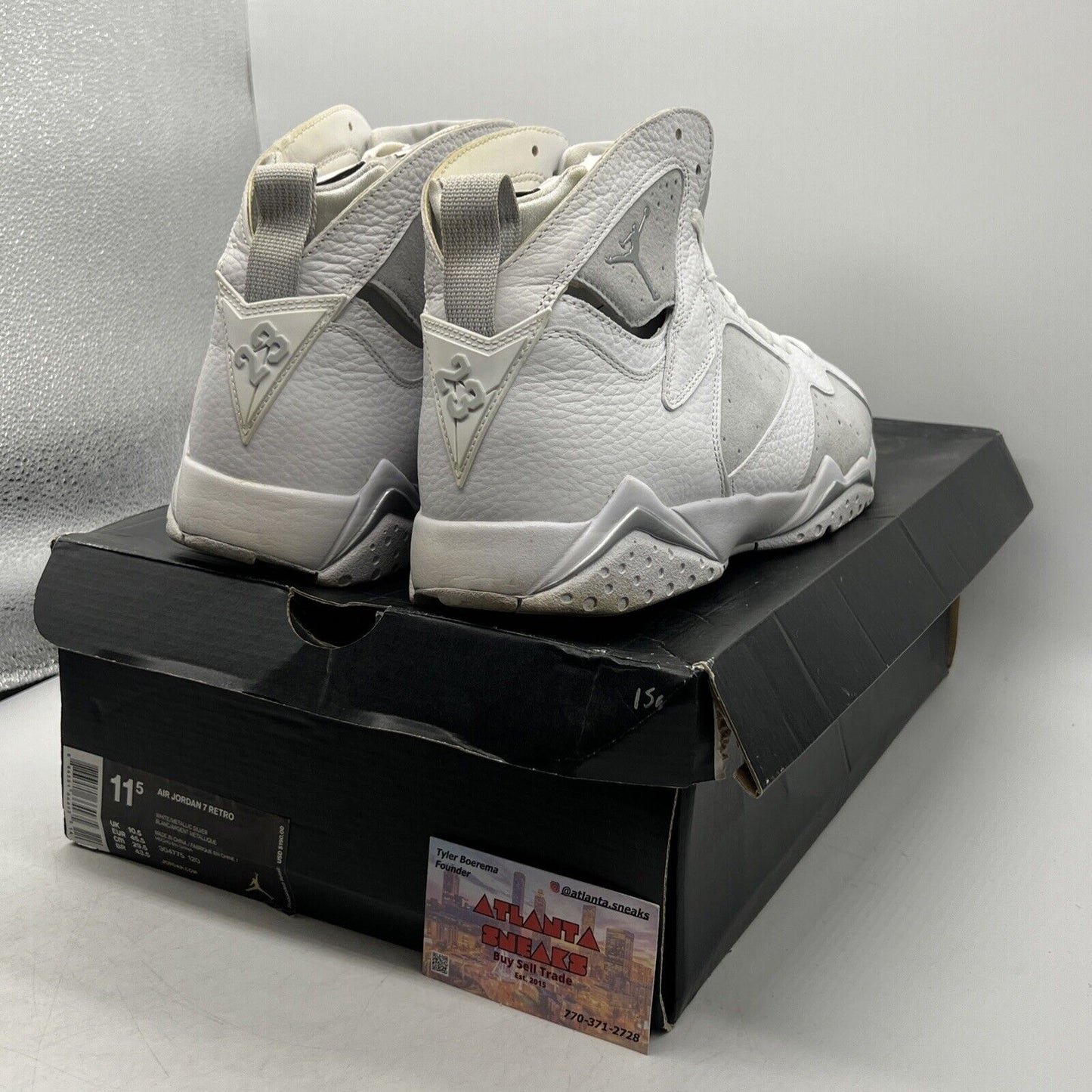 Size 11.5 - Air Jordan 7 Retro Pure Money White Silver Leather (304775-120)