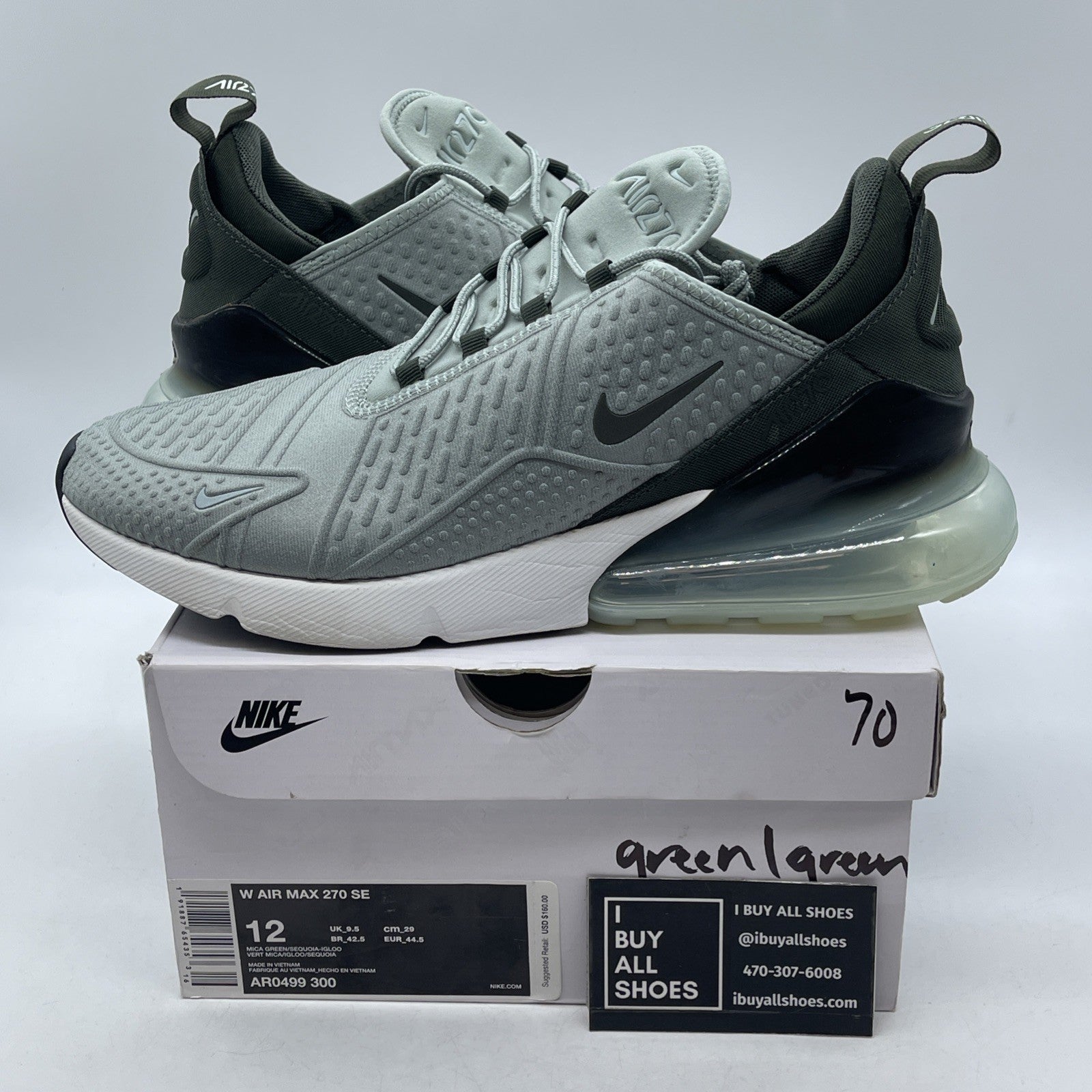 Size 12 - Nike Air Max 270 SE Sneakers Mica Sequoia (AR0499-300)