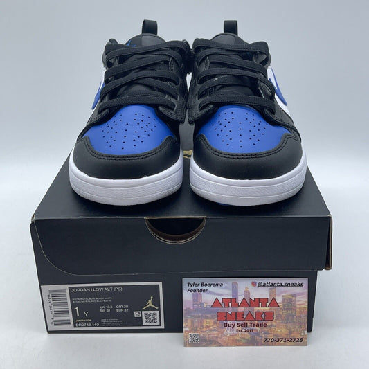 Size 1Y - Kid's Jordan 1 Low Alt White Royal Blue-Black-White (DR9748 140)