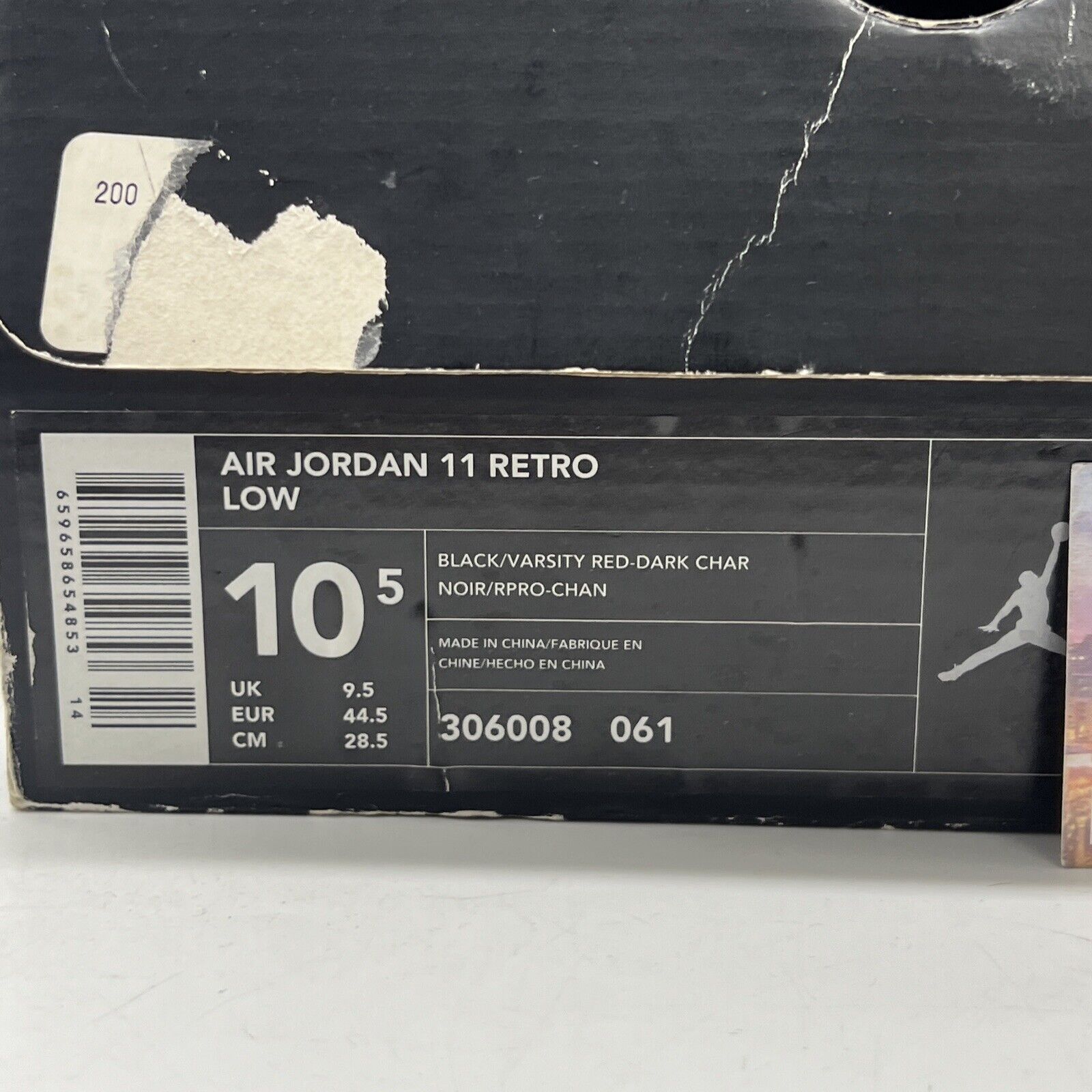 Size 10.5 - Air Jordan 11 Retro IE 2003 Low Black Charcoal Red