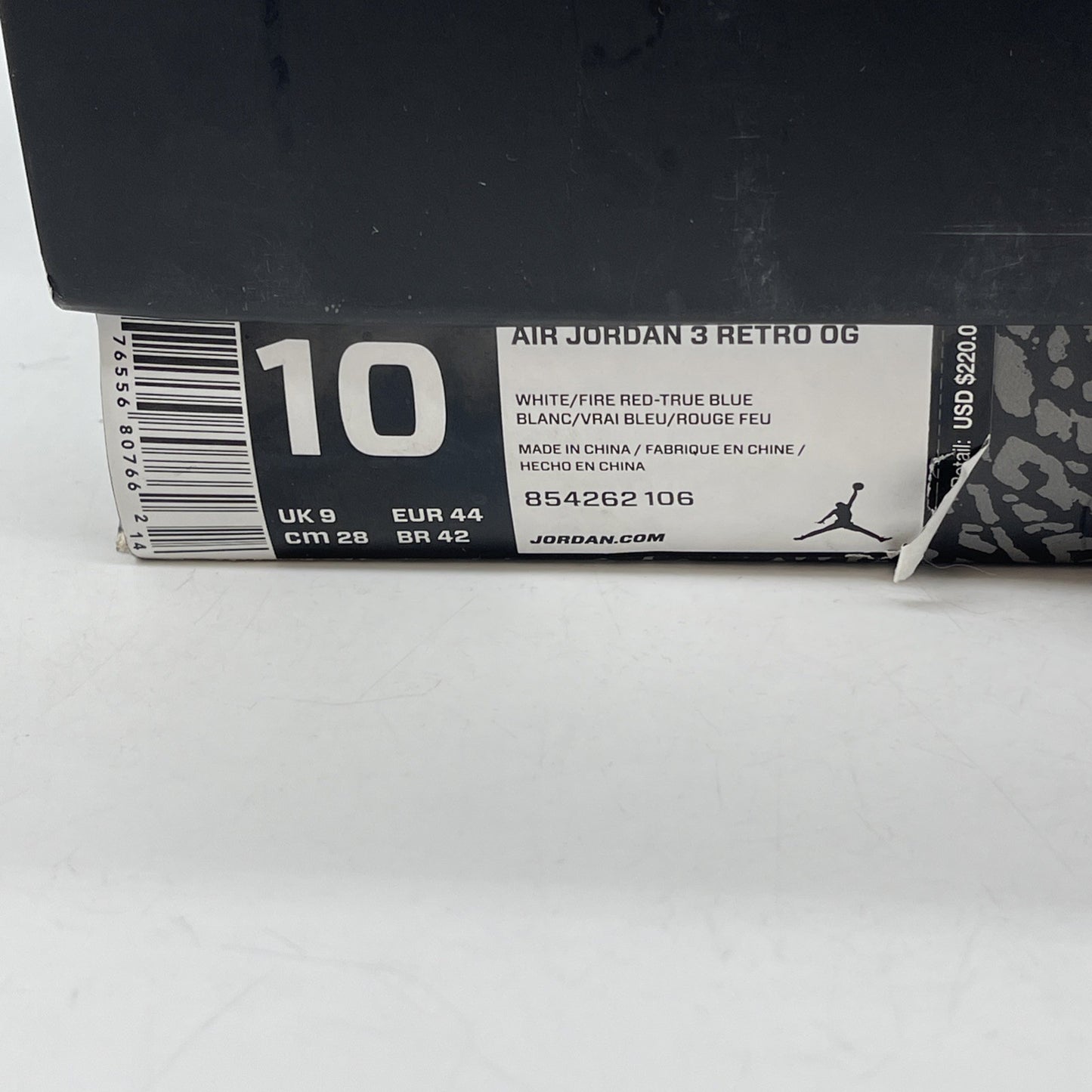 Size 10 - Jordan 3 Retro OG Mid True Blue Grey White Leather (854262-106)