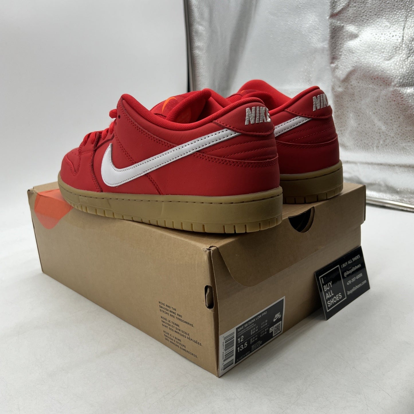Size 12 - Nike Dunk Low Pro SB University Red Gum (FJ1674-600)