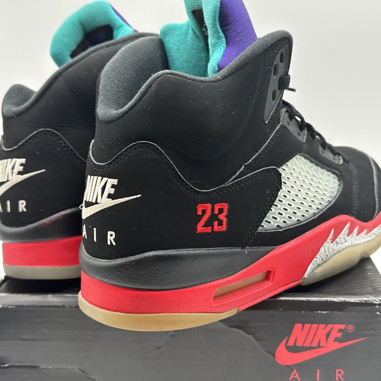 Size 12 - Jordan 5 Retro Top 3 Black 2020 Red Icy Sole Suede Purple Tingus