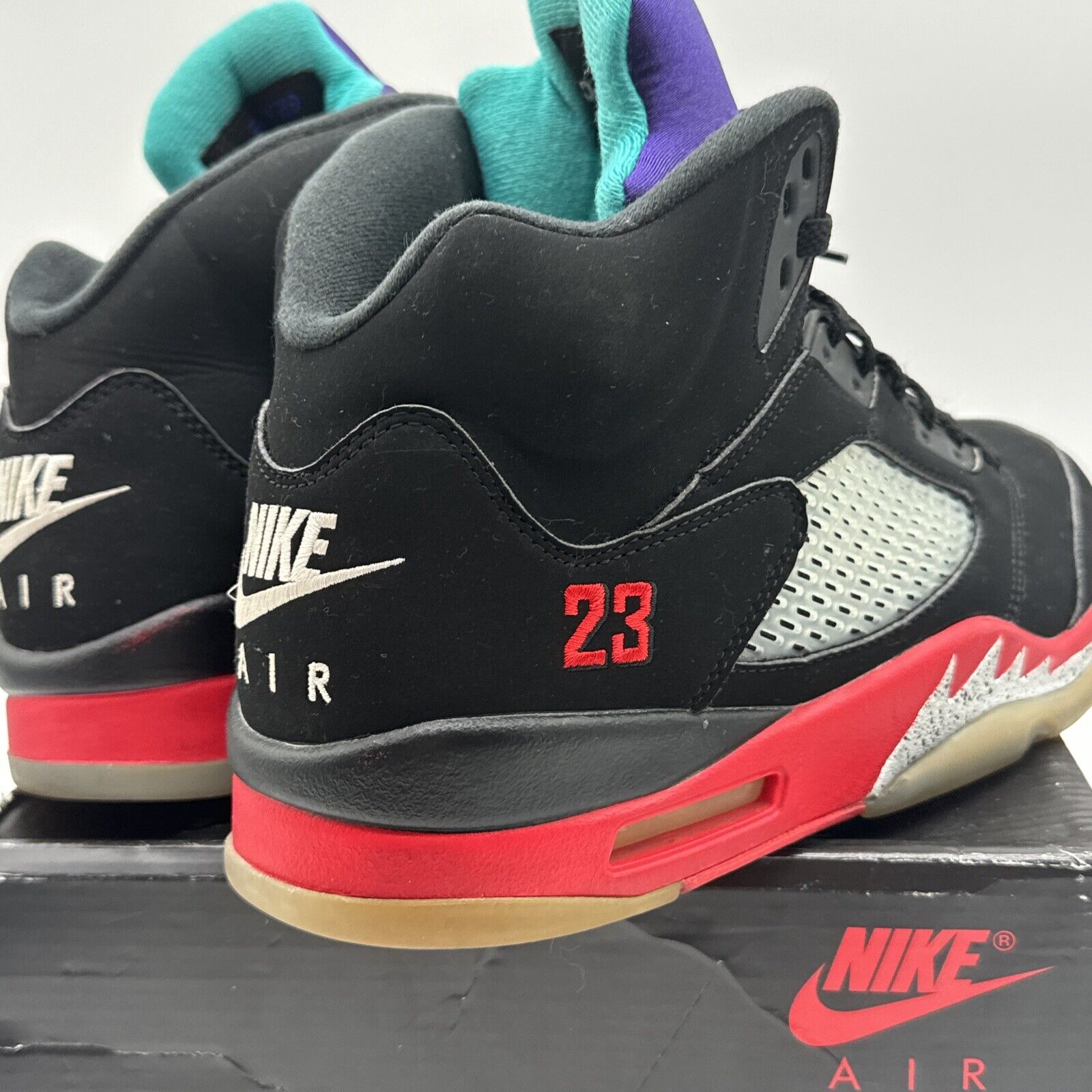 Size 12 - Jordan 5 Retro Top 3 Black 2020 Red Icy Sole Suede Purple Tingus