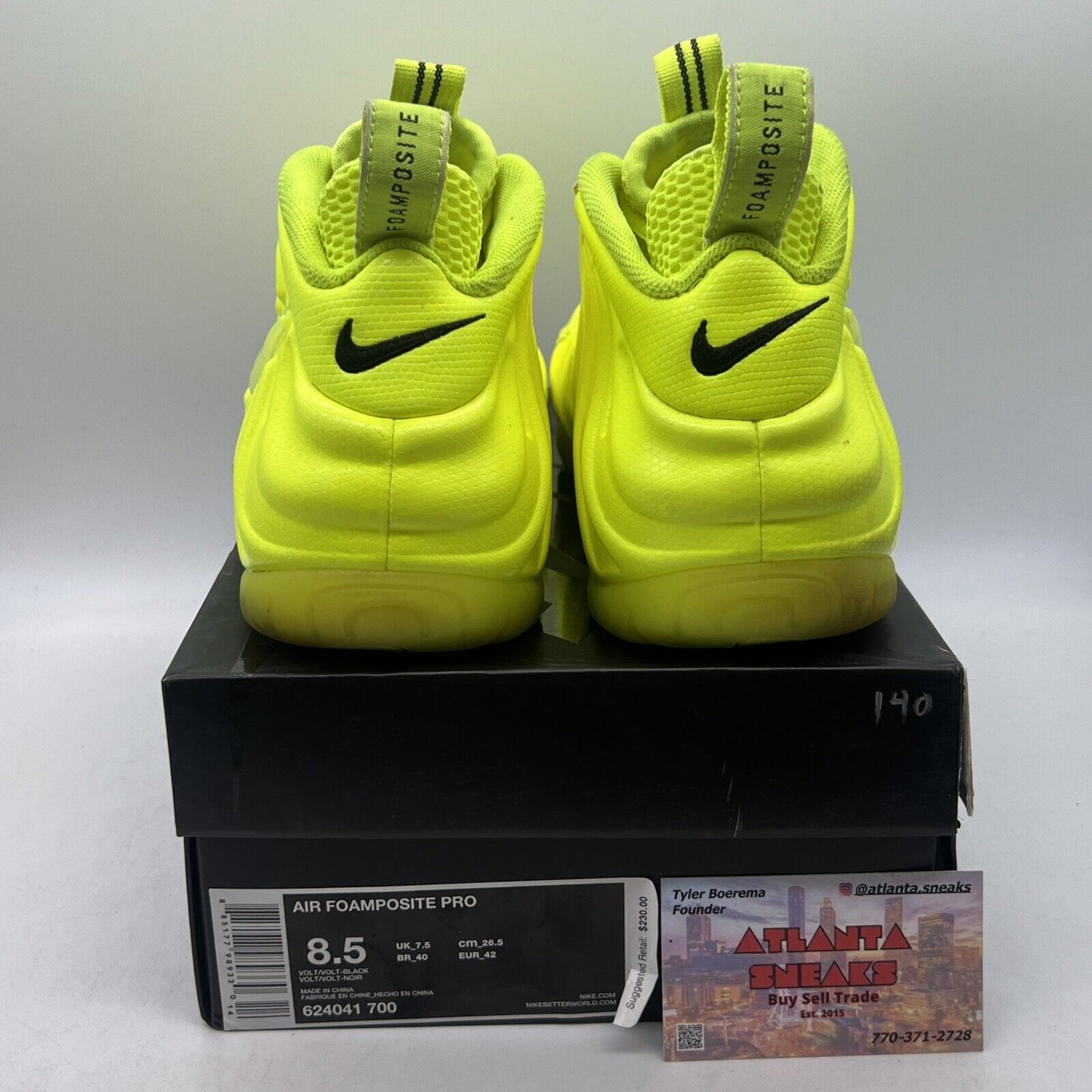 Size 8.5 - Nike Air Foamposite Pro Volt 2014 Black (624041-700)