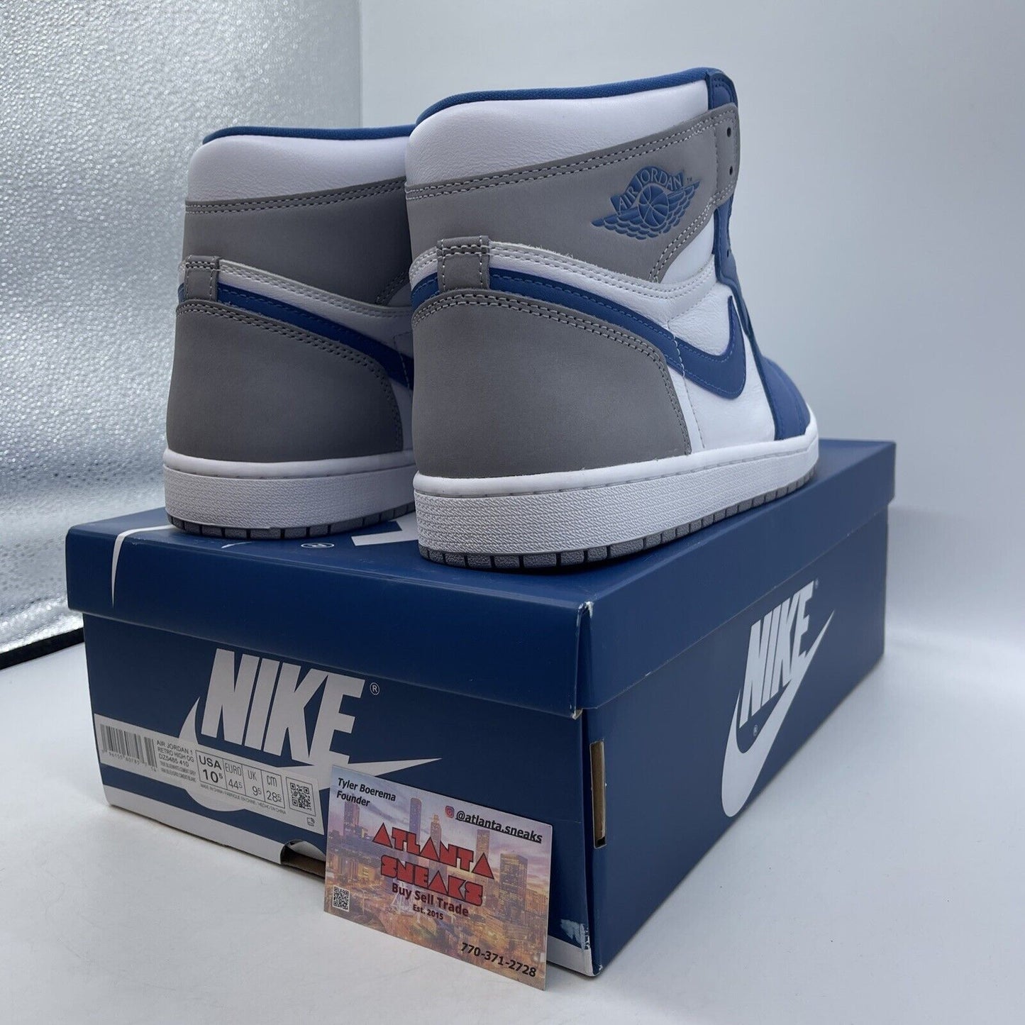 Size 10.5 - Jordan 1 Retro OG High True Blue Grey White Suede (DZ5485-410)