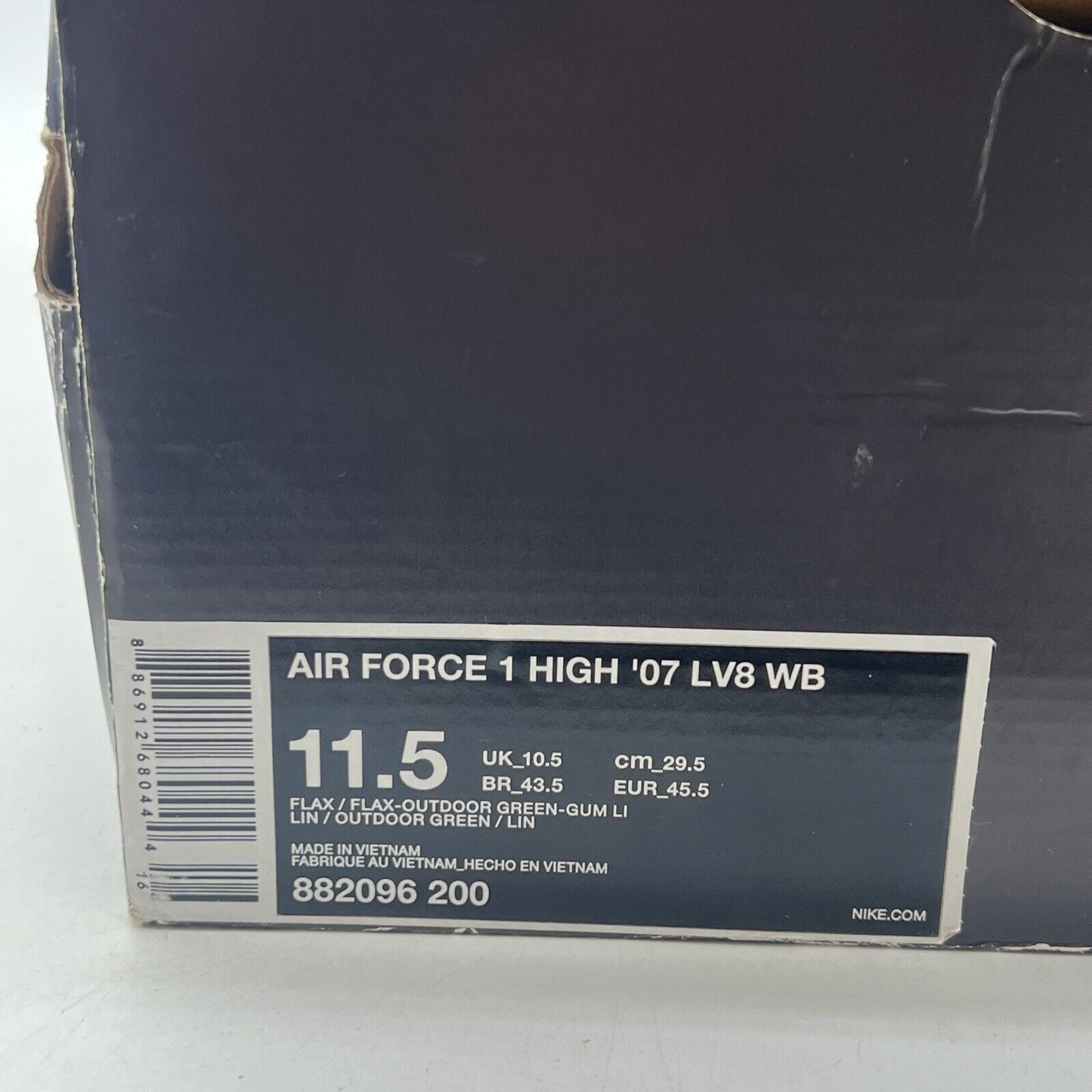Size 11.5 - Nike Air Force 1 '07 LV8 WB High Flax (882096-200)