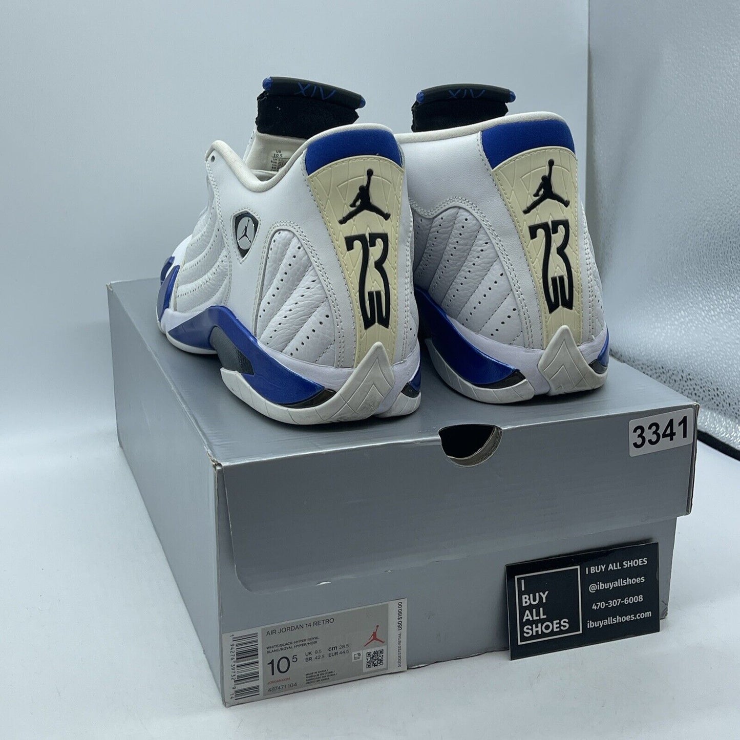 Size 10.5 - Air Jordan 14 Retro Hyper Royal Blue White Black (487471-104)