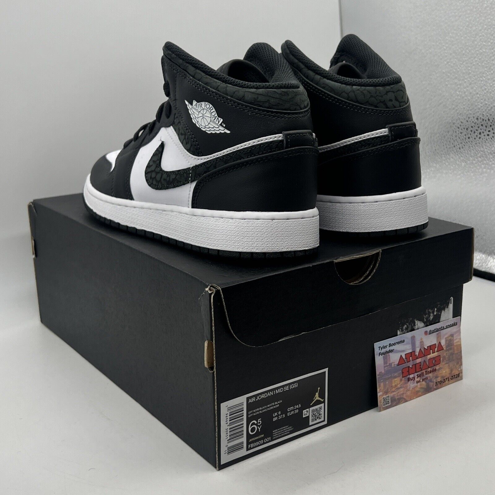 Size 7 - Air Jordan 1 SE Panda Elephant White Black Leather (FB9909-001)