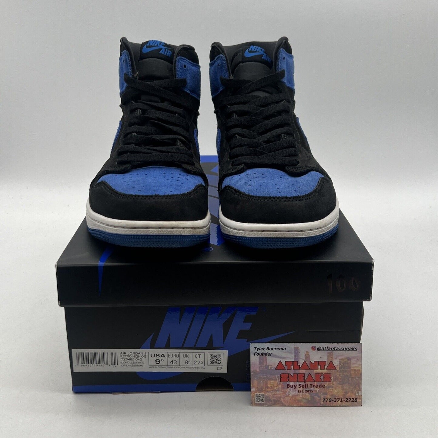 Size 9.5 - Jordan 1 Retro OG High Royal Reimagined Black White Blue (DZ5485-042)