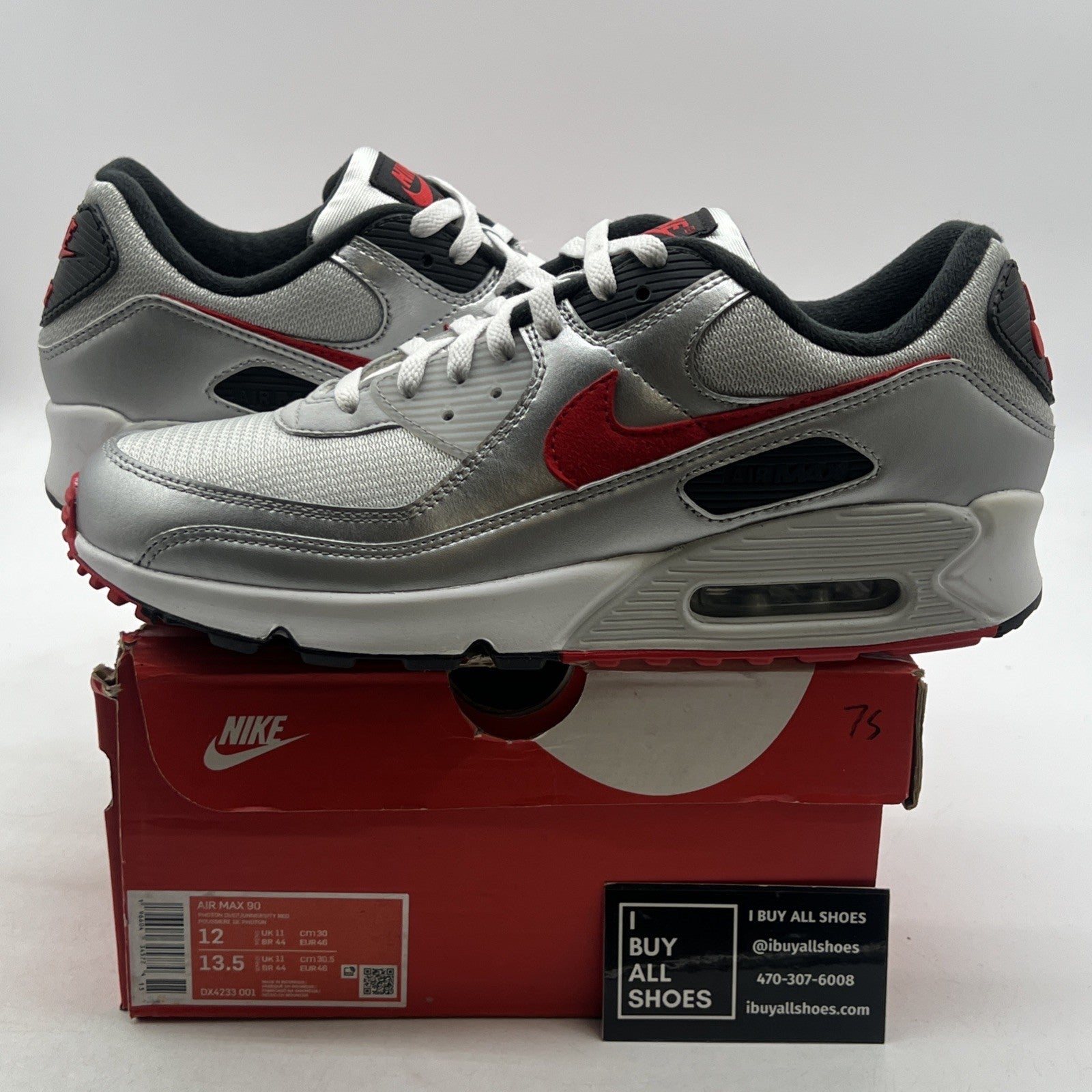 Size 12 - Nike Air Max 90 Icons - Silver Bullet (DX4233-001)
