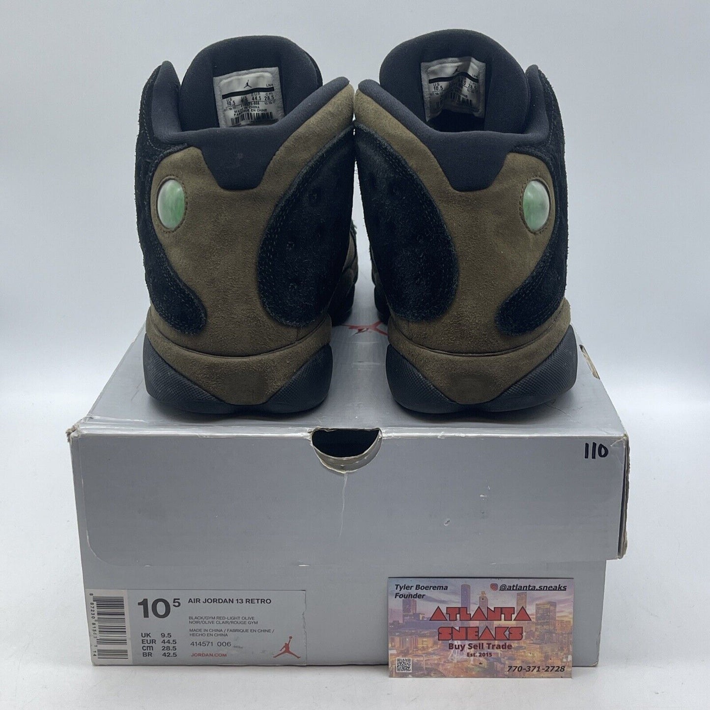 Size 10.5 - Air Jordan 13 Retro Olive Green Black Suede Leather (414571-006)