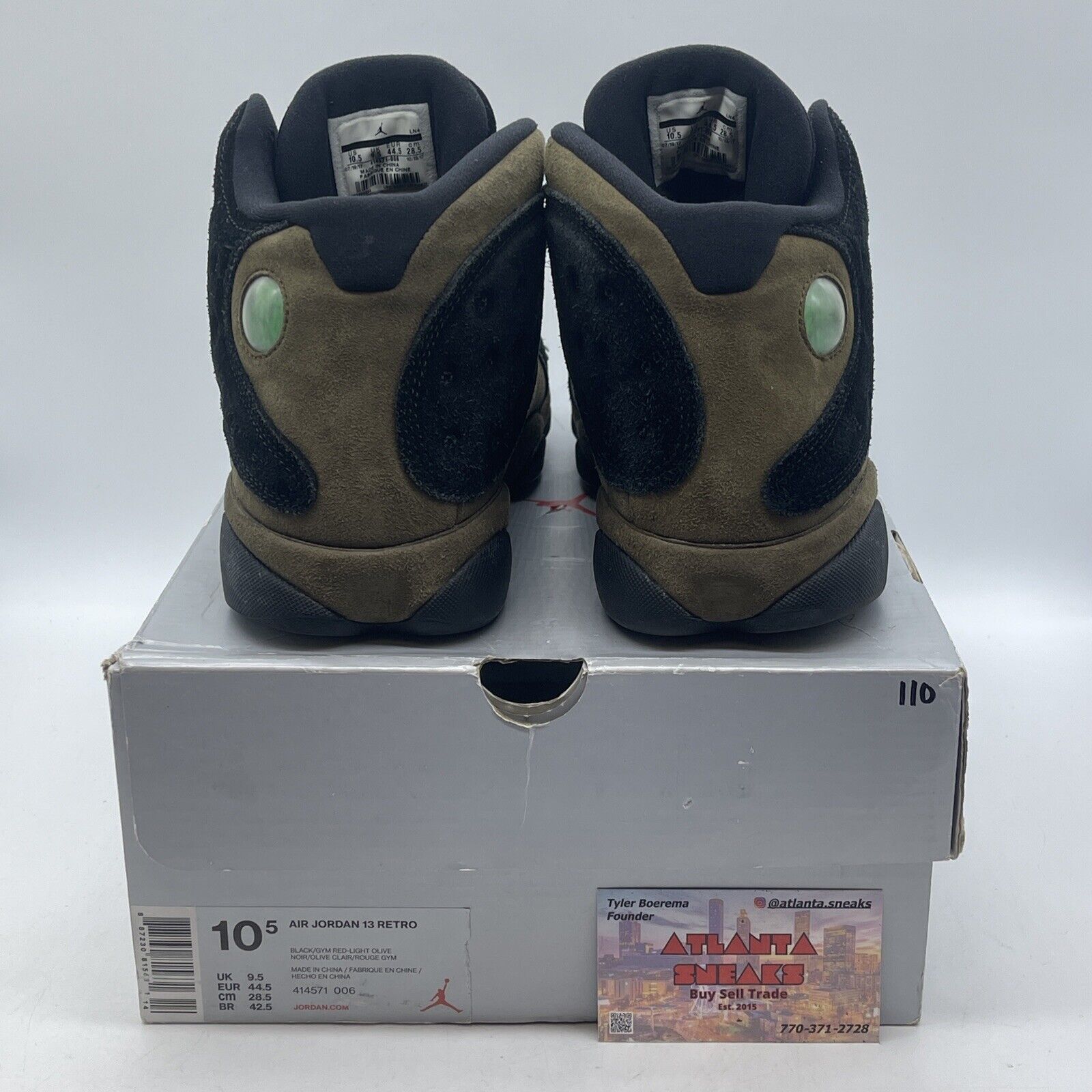 Size 10.5 - Air Jordan 13 Retro Olive Green Black Suede Leather (414571-006)