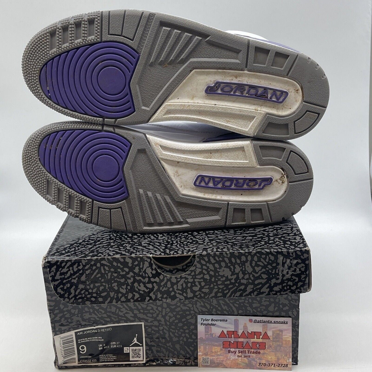 Size 9 - Jordan 3 Retro Mid Dark Iris Purple White Grey (CT8532-105)