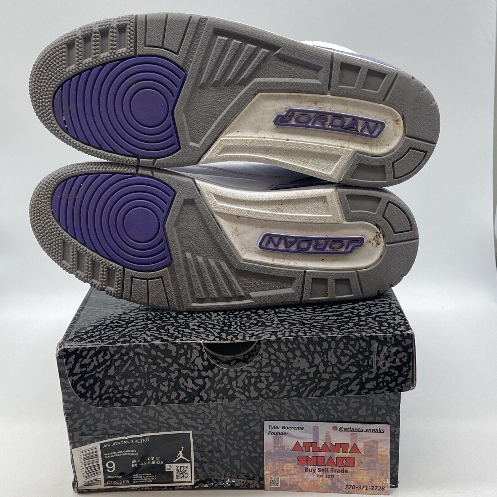 Size 9 - Jordan 3 Retro Mid Dark Iris Purple White Grey (CT8532-105)