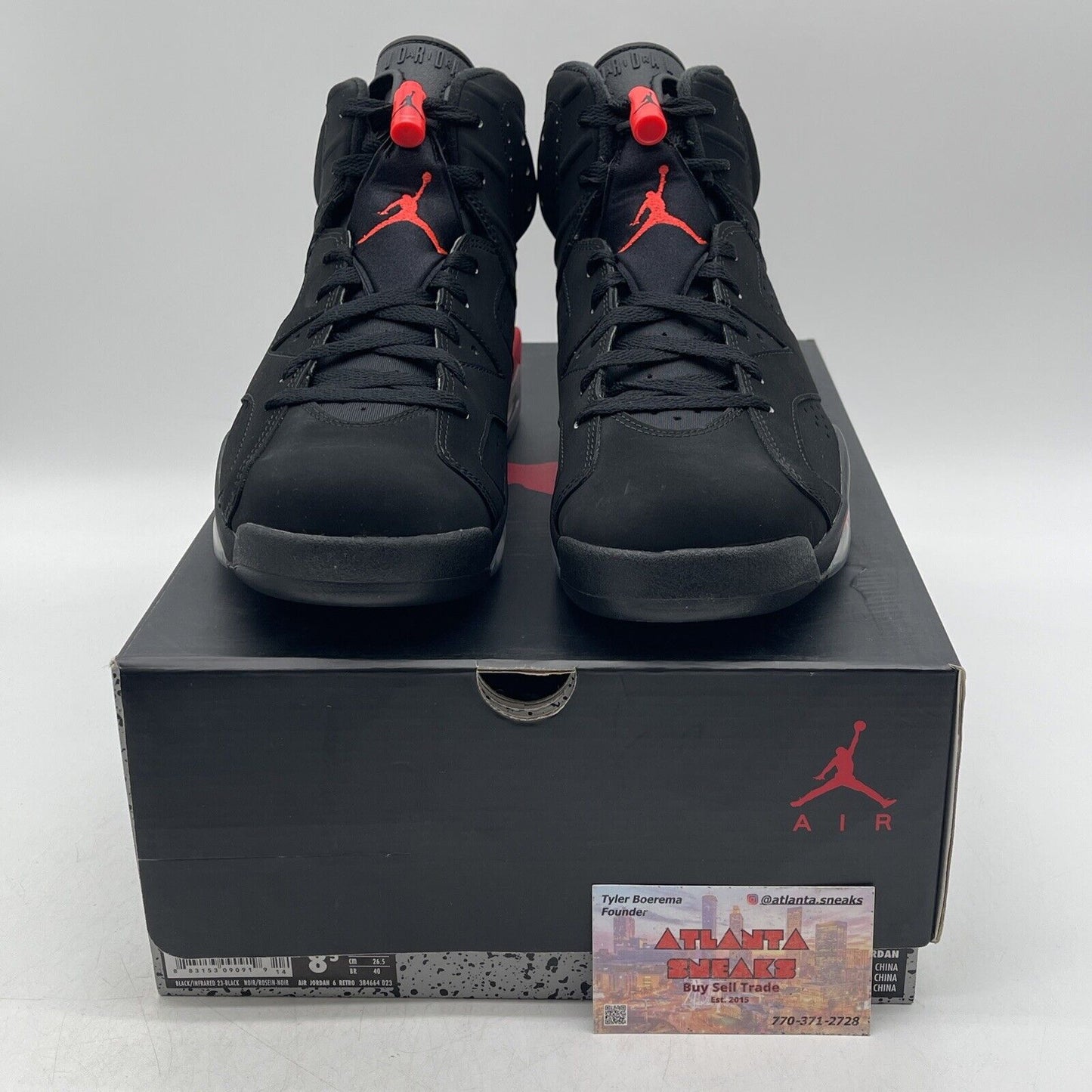 Size 8.5 - Jordan 6 Retro Infrared Black Pink White Suede (384664-023)