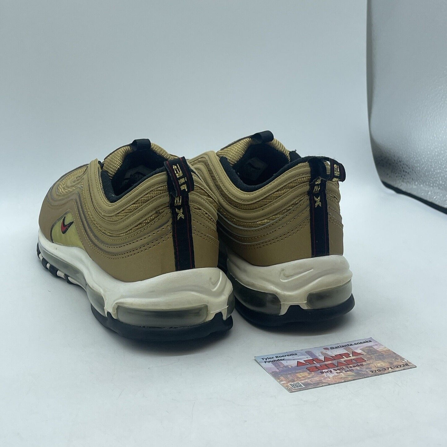 Size 11.5 - Nike Air Max 97 OG QS Metallic Gold Black Red Suede (884421-700)