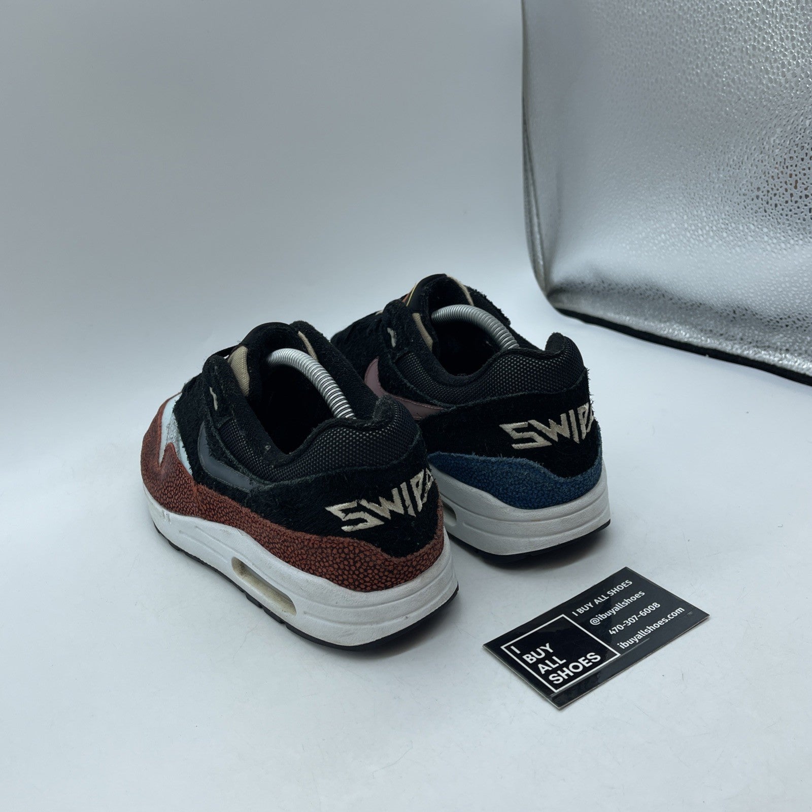 Size 9.5 - Nike De'Aaron Fox x Air Max 1 Swipa Black Blue Red (CJ9746-001)