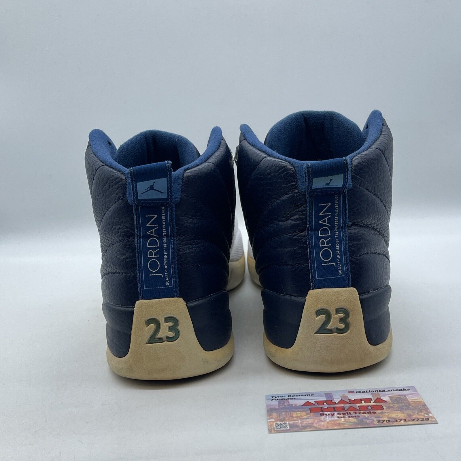 Size 10 - Air Jordan 12 Retro 2012 Obsidian White Leather Navy (130690-410)