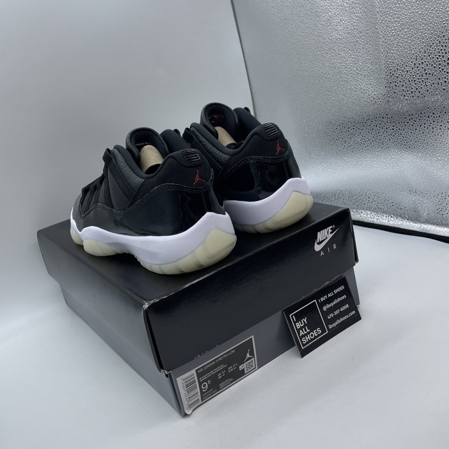 Size 9.5 - Air Jordan 11 Retro Low 72-10 Black Leather (AV2187-001)