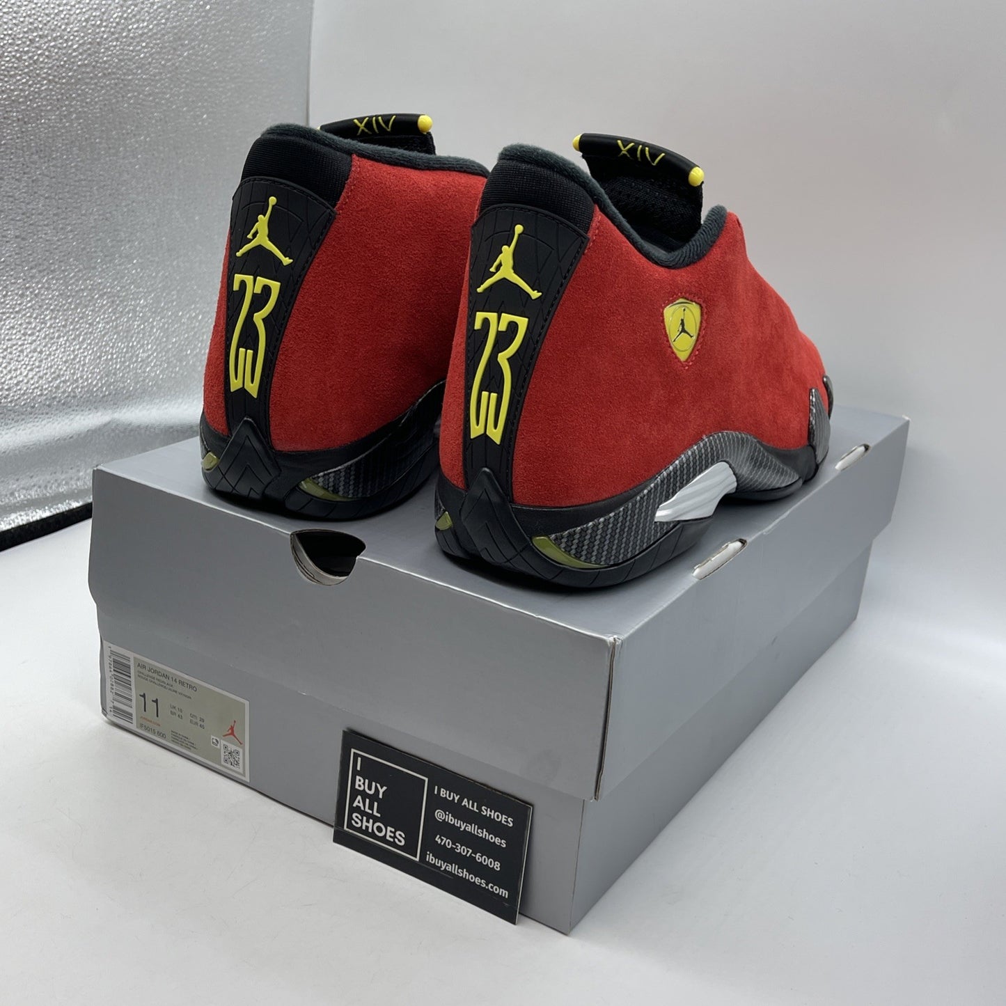 Size 11 - Air Jordan 14 Retro 2025 Ferrari Red Black Suede (IF5015-600)
