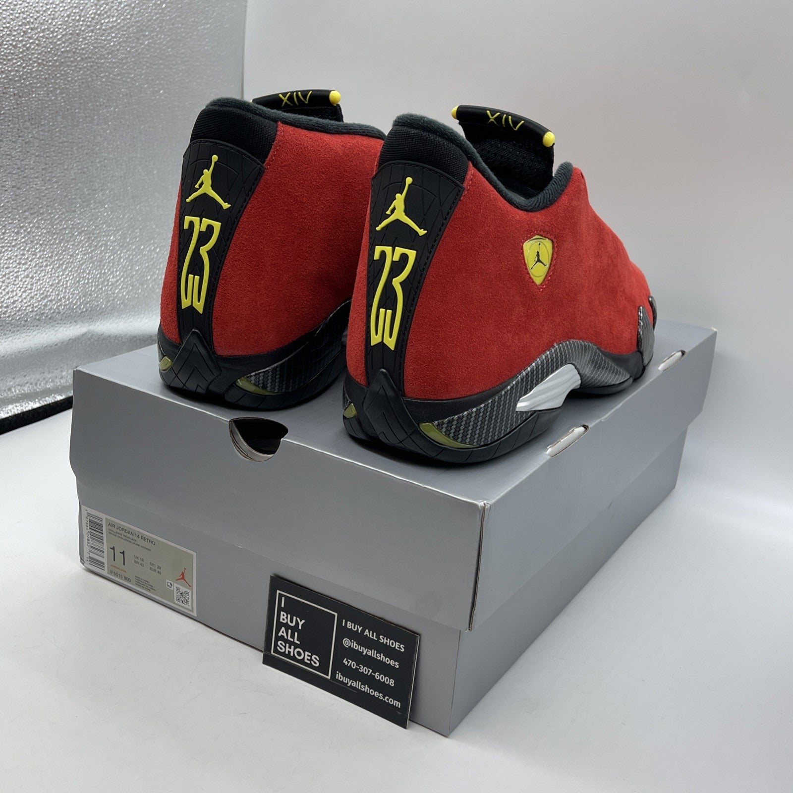 Size 11 - Air Jordan 14 Retro 2025 Ferrari Red Black Suede (IF5015-600)