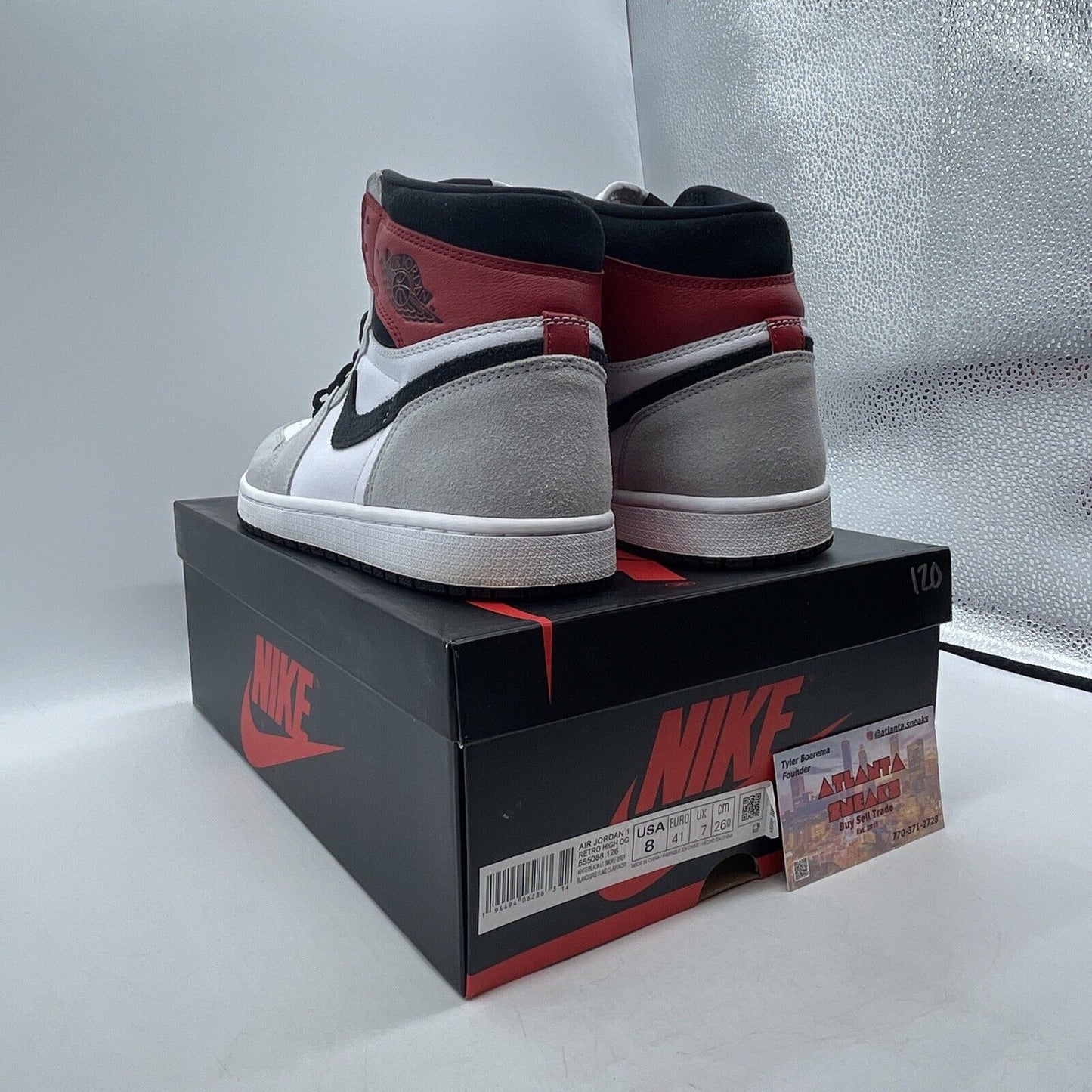 Size 8 - Jordan 1 Retro High OG Smoke Gray 2020 Red Black White (555088-126)
