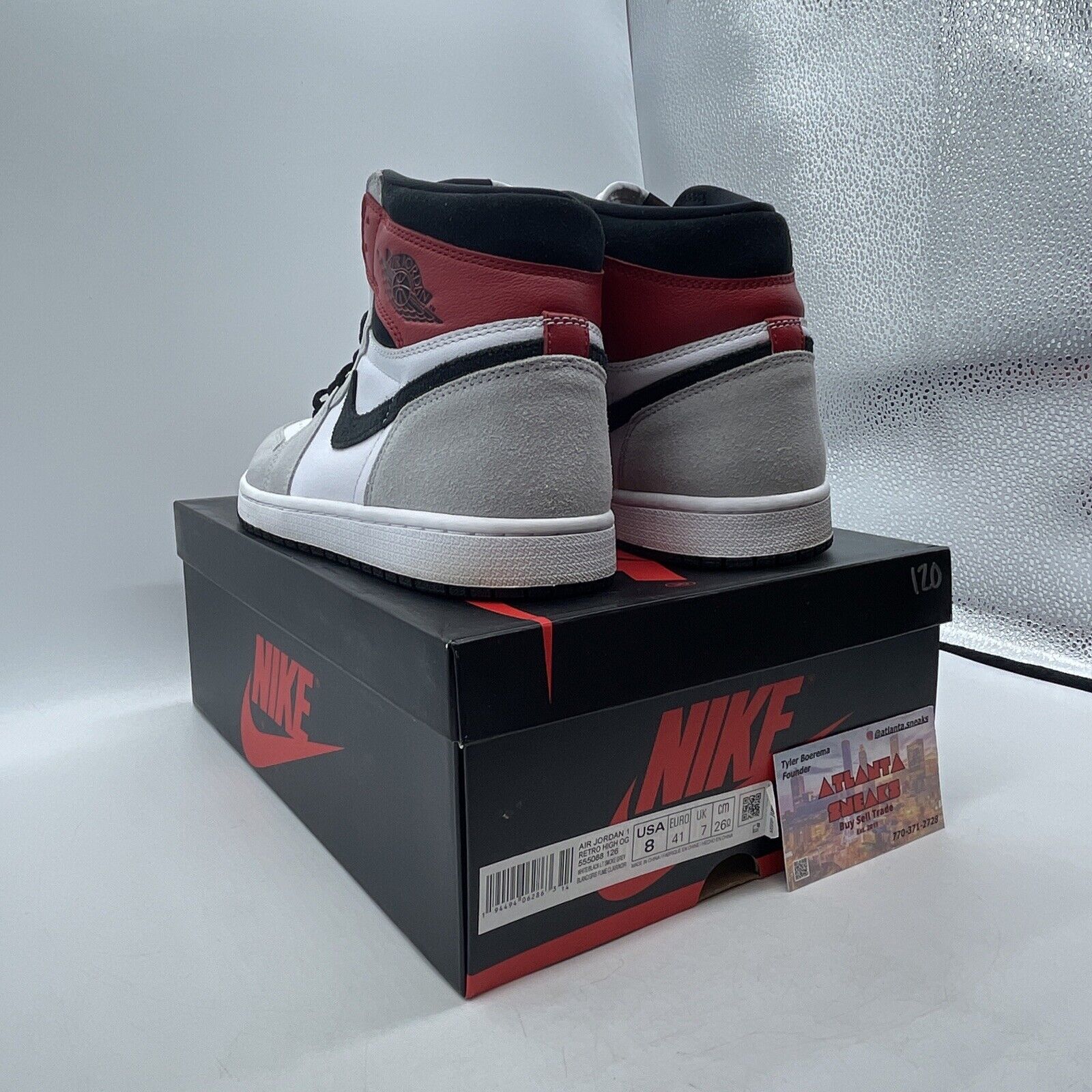 Size 8 - Jordan 1 Retro High OG Smoke Gray 2020 Red Black White (555088-126)