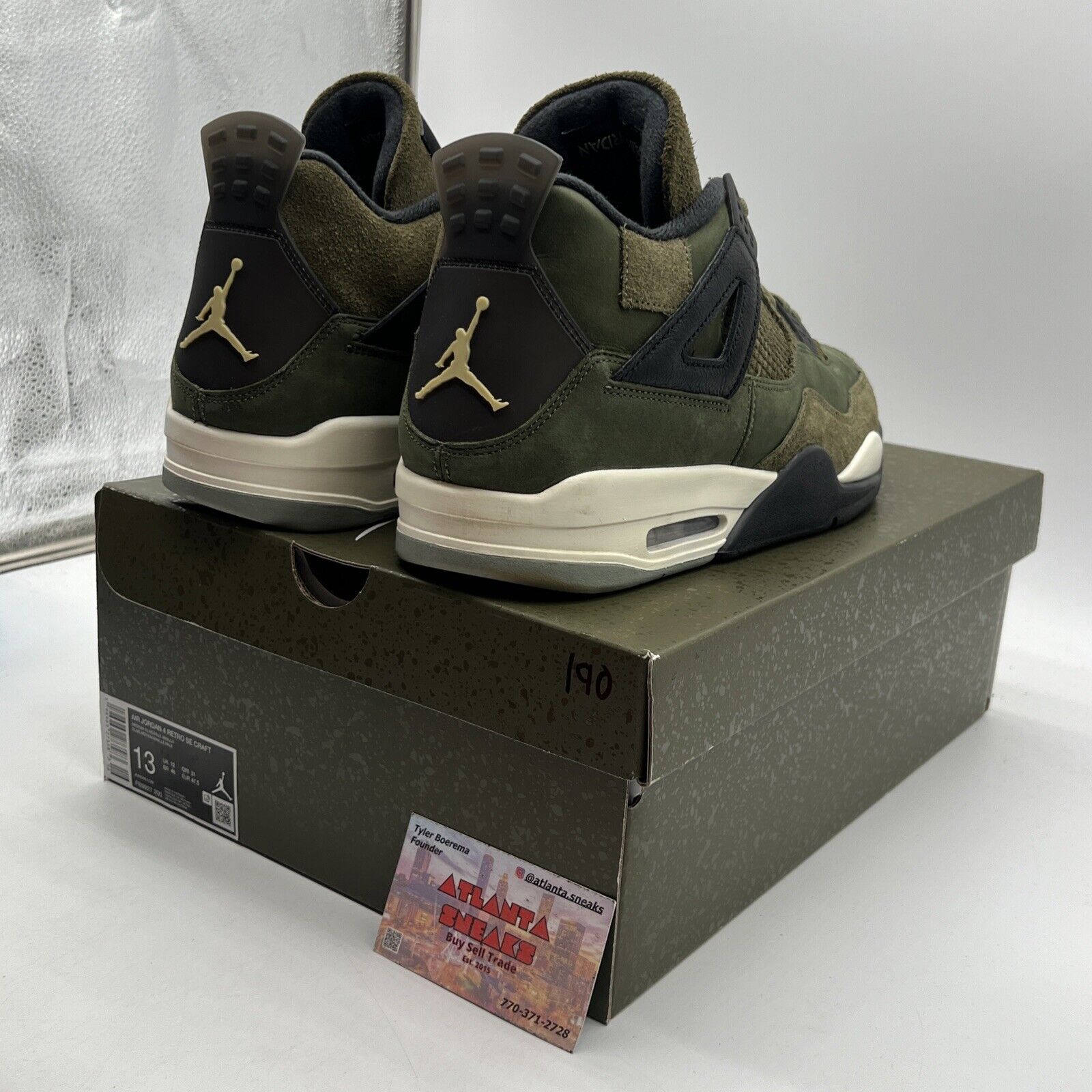 Size 13 - Jordan 4 SE Retro Low Craft - Olive Black White Leather (FB9927-200)