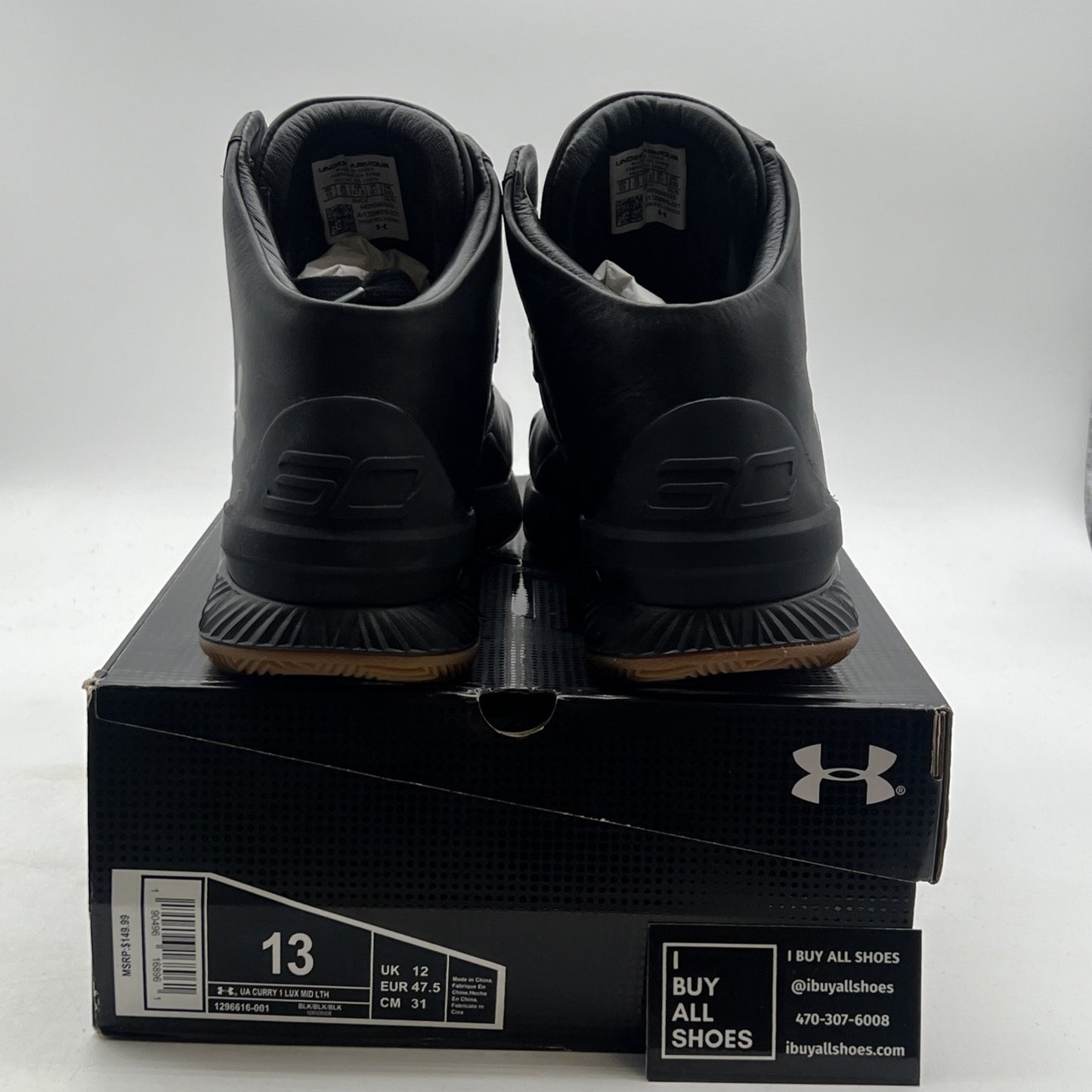 Size 13 - Under Armour Curry 1 Lux Mid Black Gum (1296616-001)