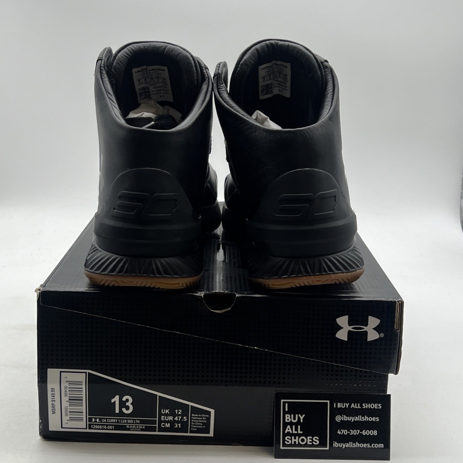 Size 13 - Under Armour Curry 1 Lux Mid Black Gum (1296616-001)