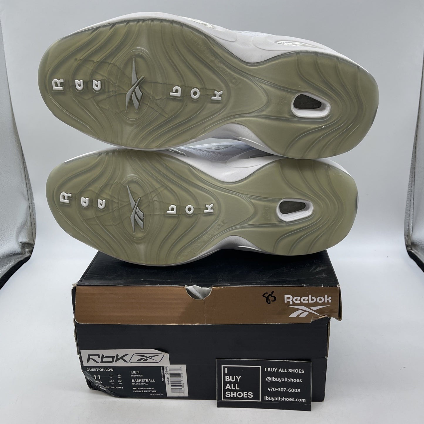 Size 11 - Reebok Question Low White Grey (GZ0366)
