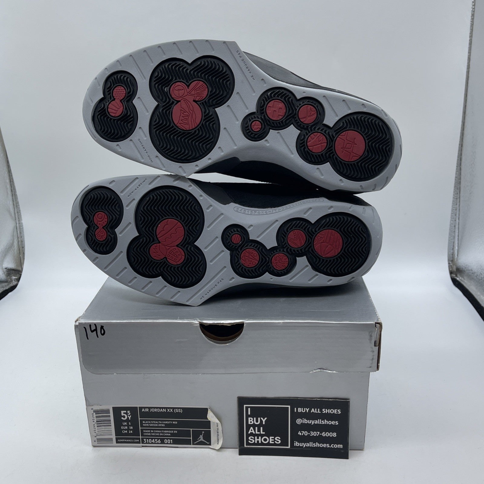 Size 5.5Y (GS) - Air Jordan 20 OG 2005 Mid Stealth Black Leather (310456-001)