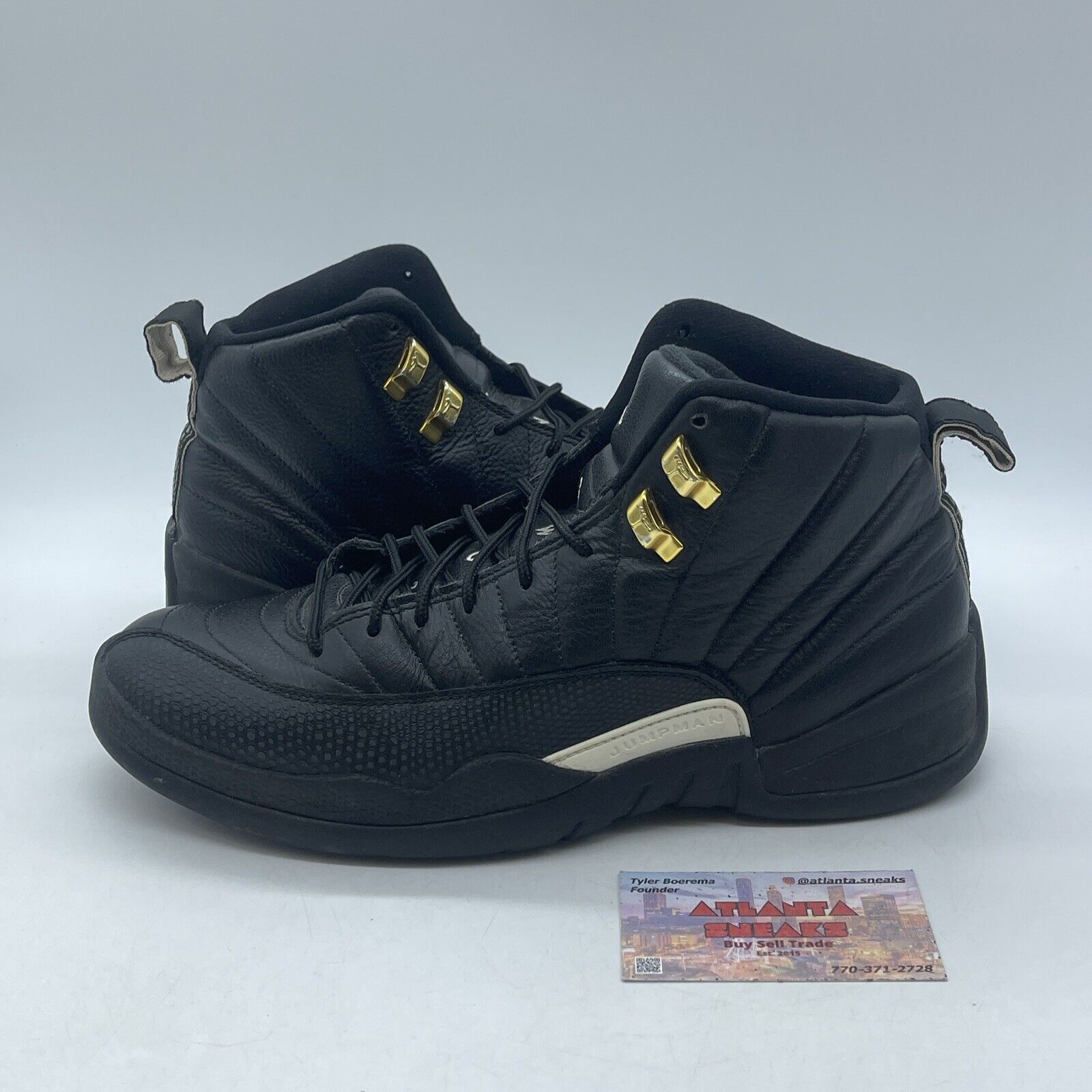 Size 9.5 - Air Jordan 12 Retro The Master Black White Gold Leather (130690-013)