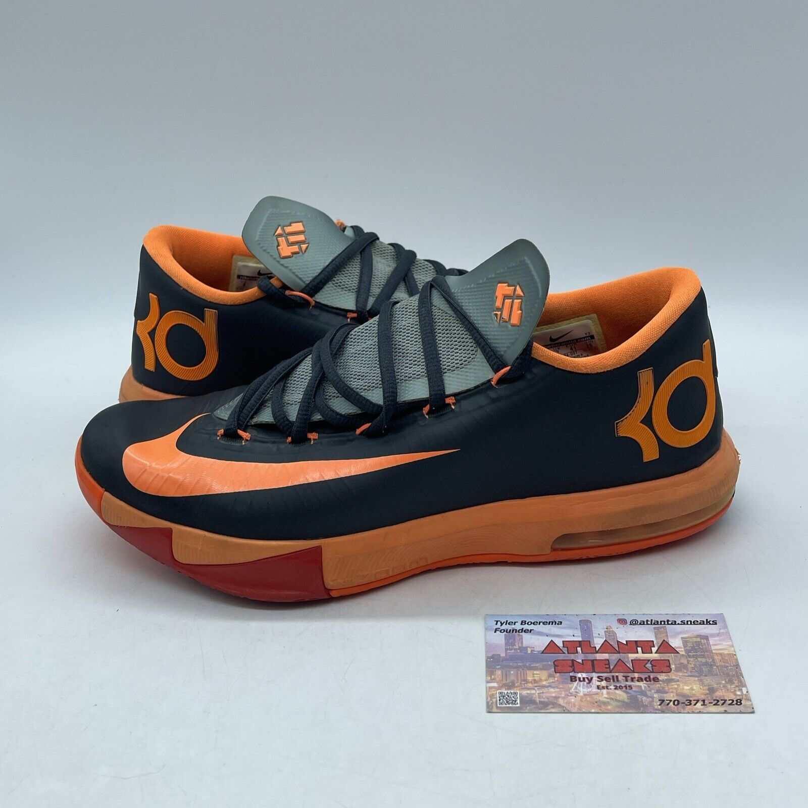 Size 8 - Nike KD 6 Neutral Orange Black Grey Leather  (599424-007)