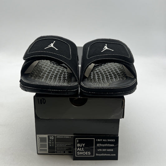 Size 10 - Air Jordan Hydro Slides Retro 4 Black Cat Mens (343104-001)