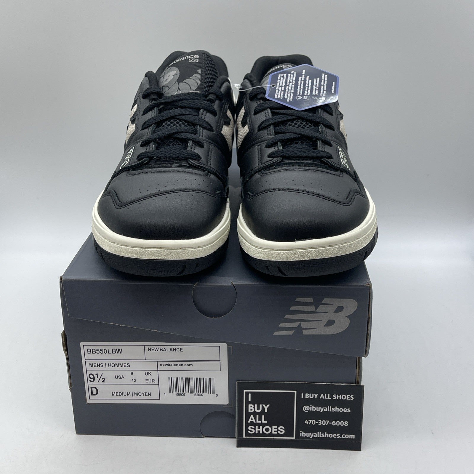 Size 9.5 - New Balance 550 Panda Black White Leather (BB550LBW)