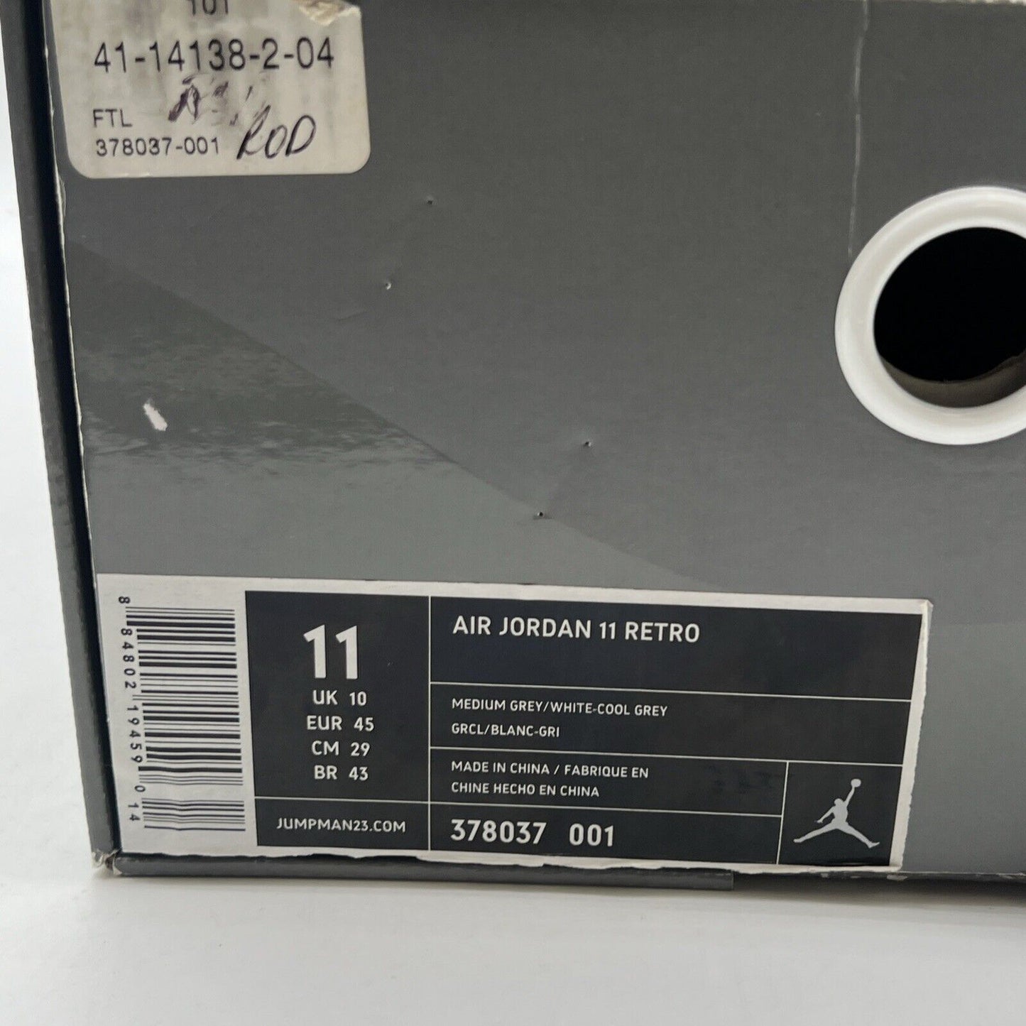 Size 11 - Air Jordan 11 Retro 2010 Cool Grey (378037-001)