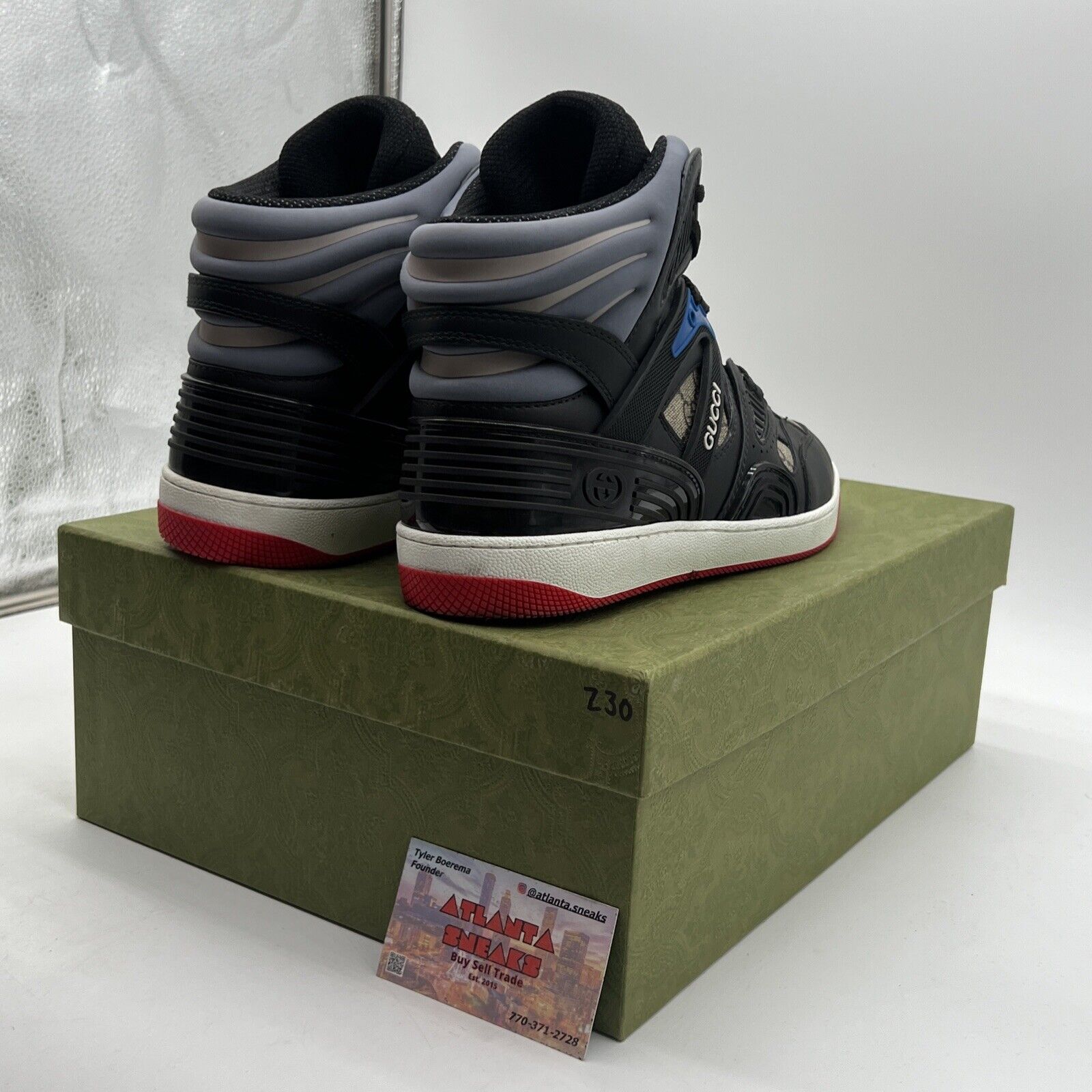 Size 9 - Gucci Basket High Black Demetra Red