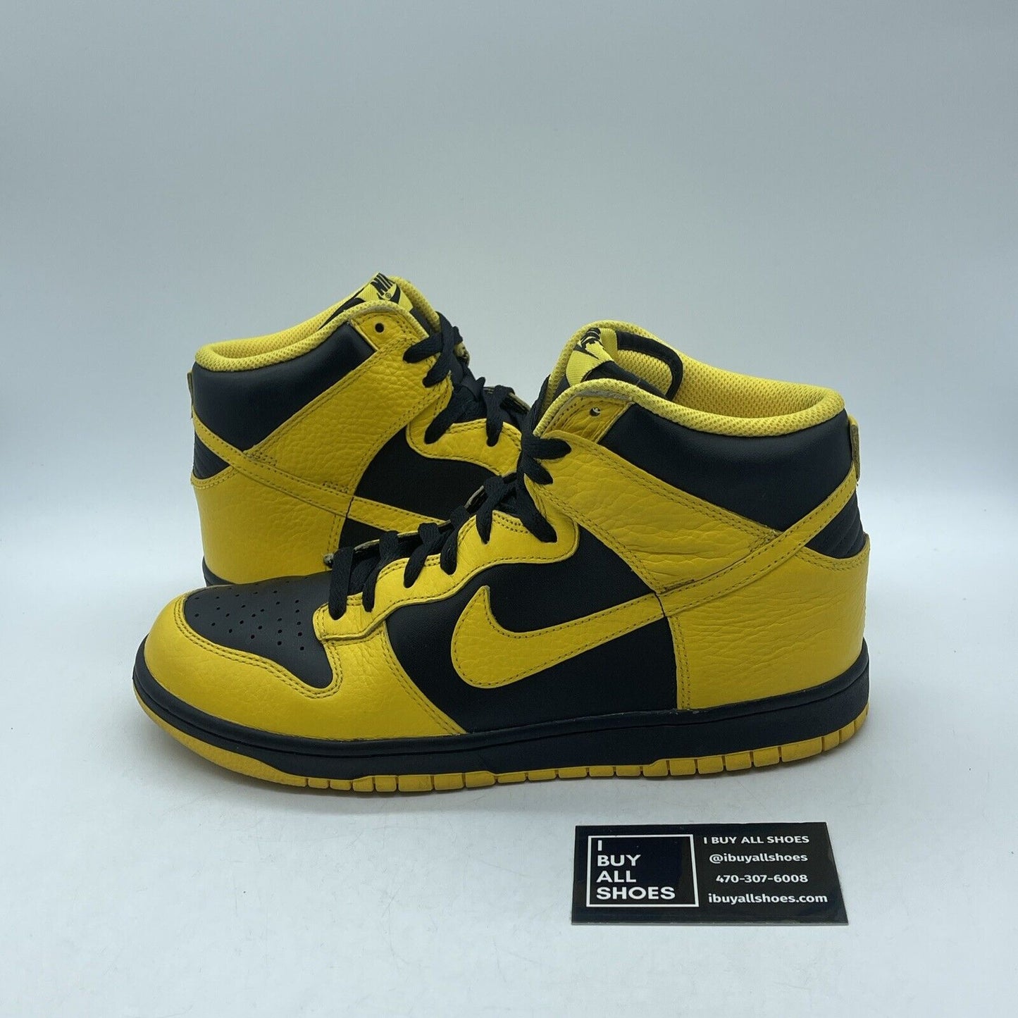 Size 10 - Nike Dunk High Black Varsity Maize Yellow Black Leather (317982-043)