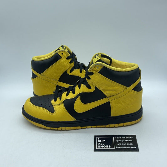 Size 10 - Nike Dunk High Black Varsity Maize Yellow Black Leather (317982-043)