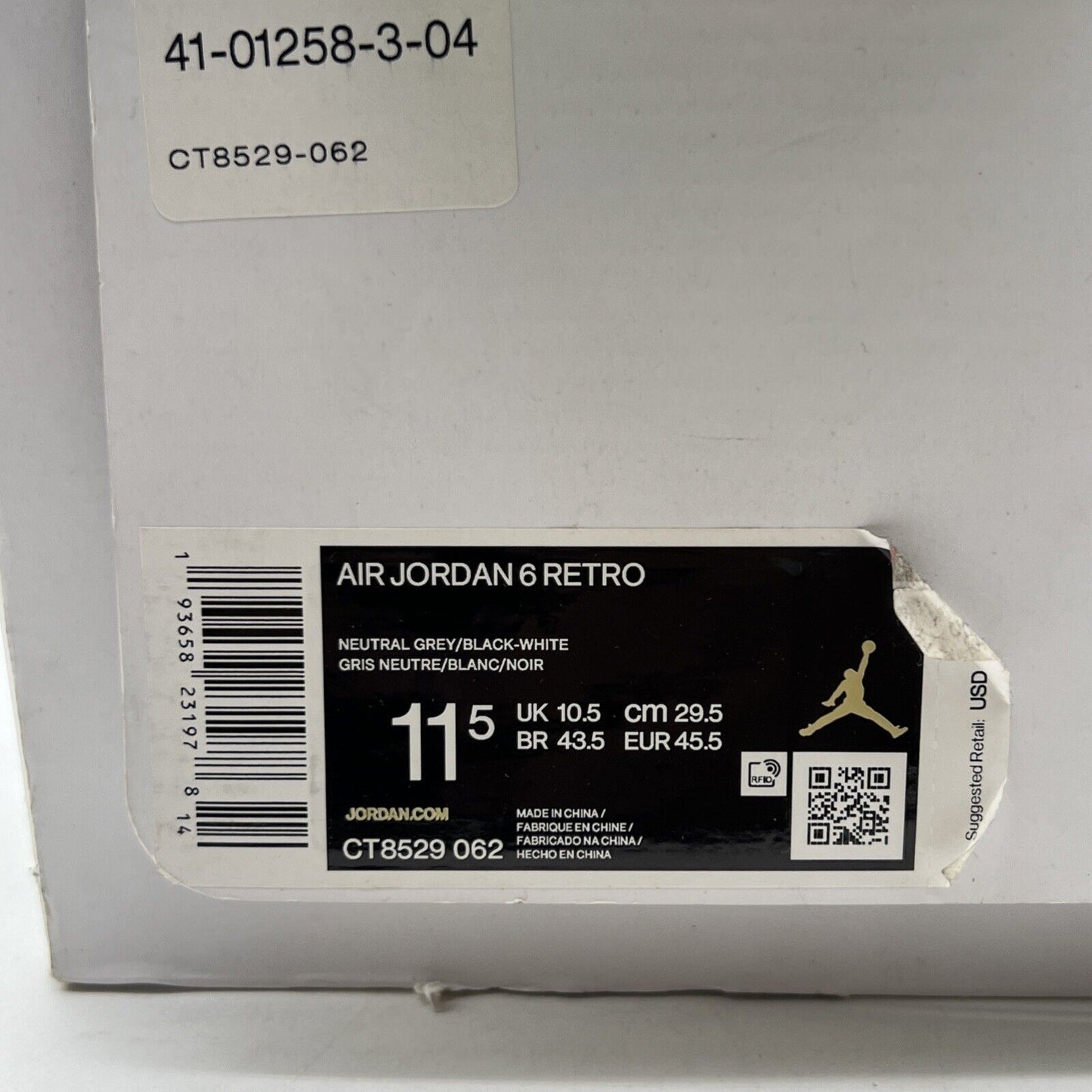 Size 11.5 - Air Jordan 6 Retro Hare (CT8529-062)