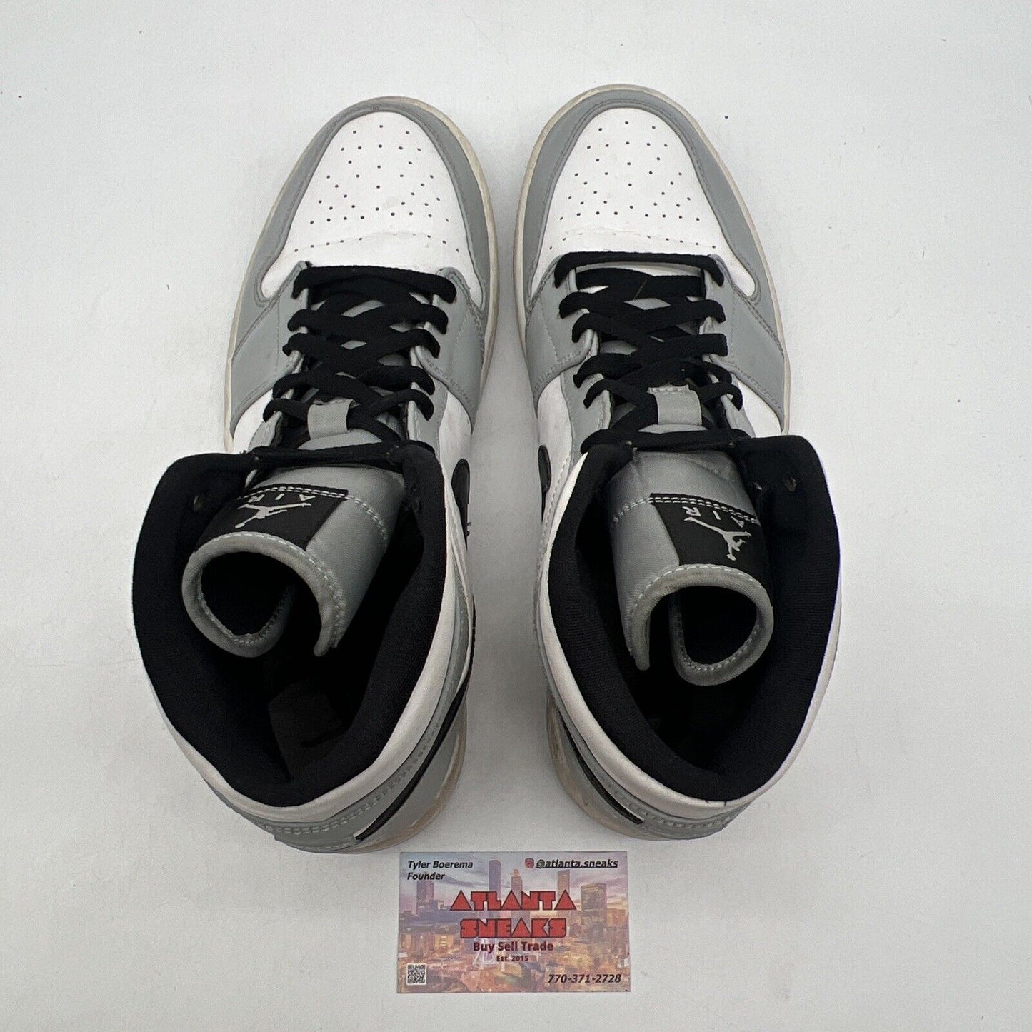 Size 11 - Jordan 1 Mid Gray 2020 White Black Leather (554724-092)