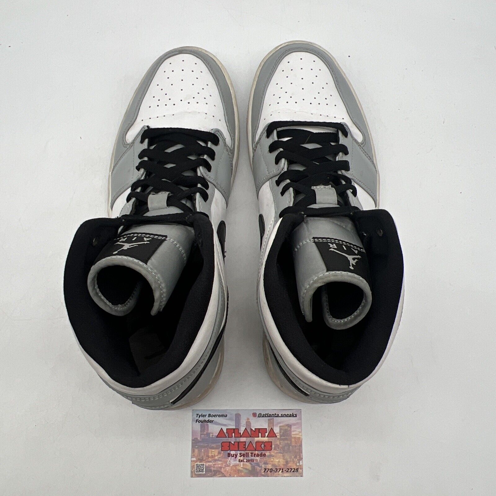 Size 11 - Jordan 1 Mid Gray 2020 White Black Leather (554724-092)