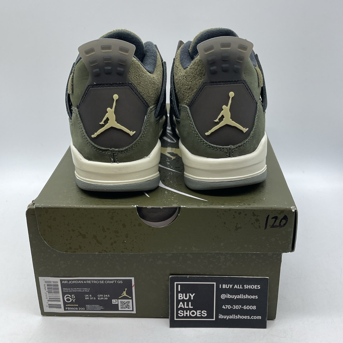 Size 6.5Y (GS) - Jordan 4 SE Retro Low Craft - Olive Black Suede (FB9928-200)