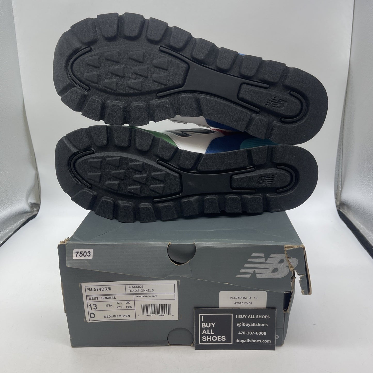 Size 13 - New Balance 574 Rugged White Varsity Green (ML574DRM)