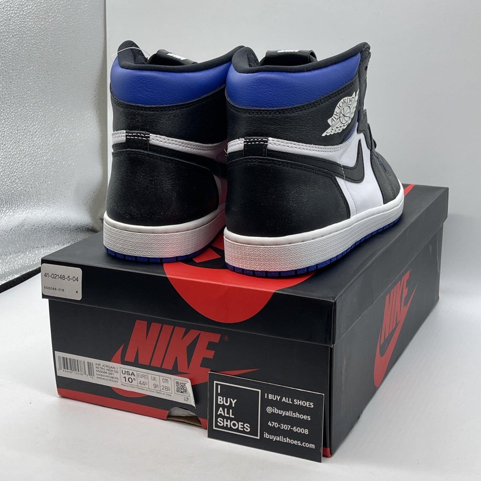 Size 10.5 - Jordan 1 Retro OG High Royal Toe Blue White (555088-041)