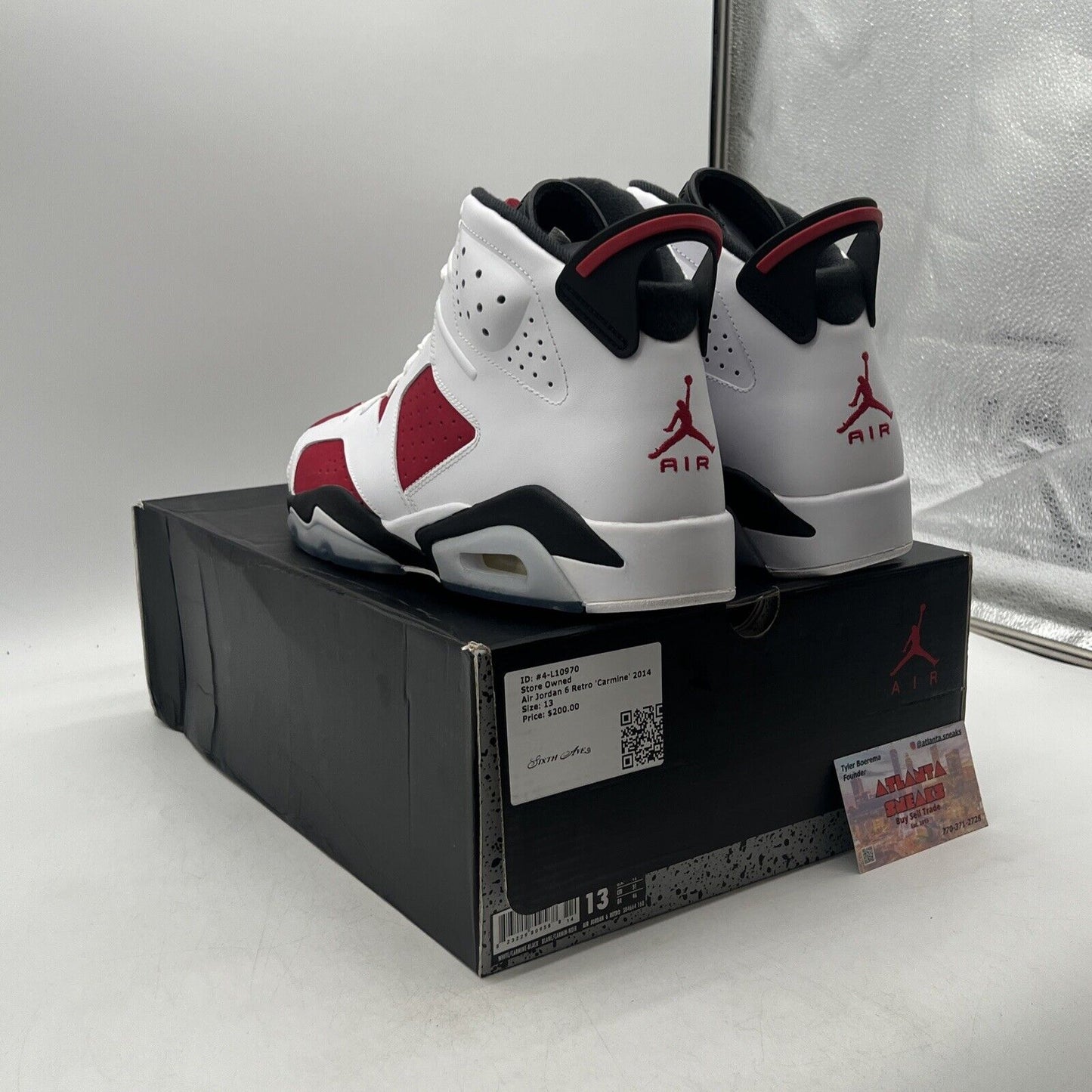 Size 13 - Air Jordan 6 Retro 2014 Carmine White Black Icey (384664-160)